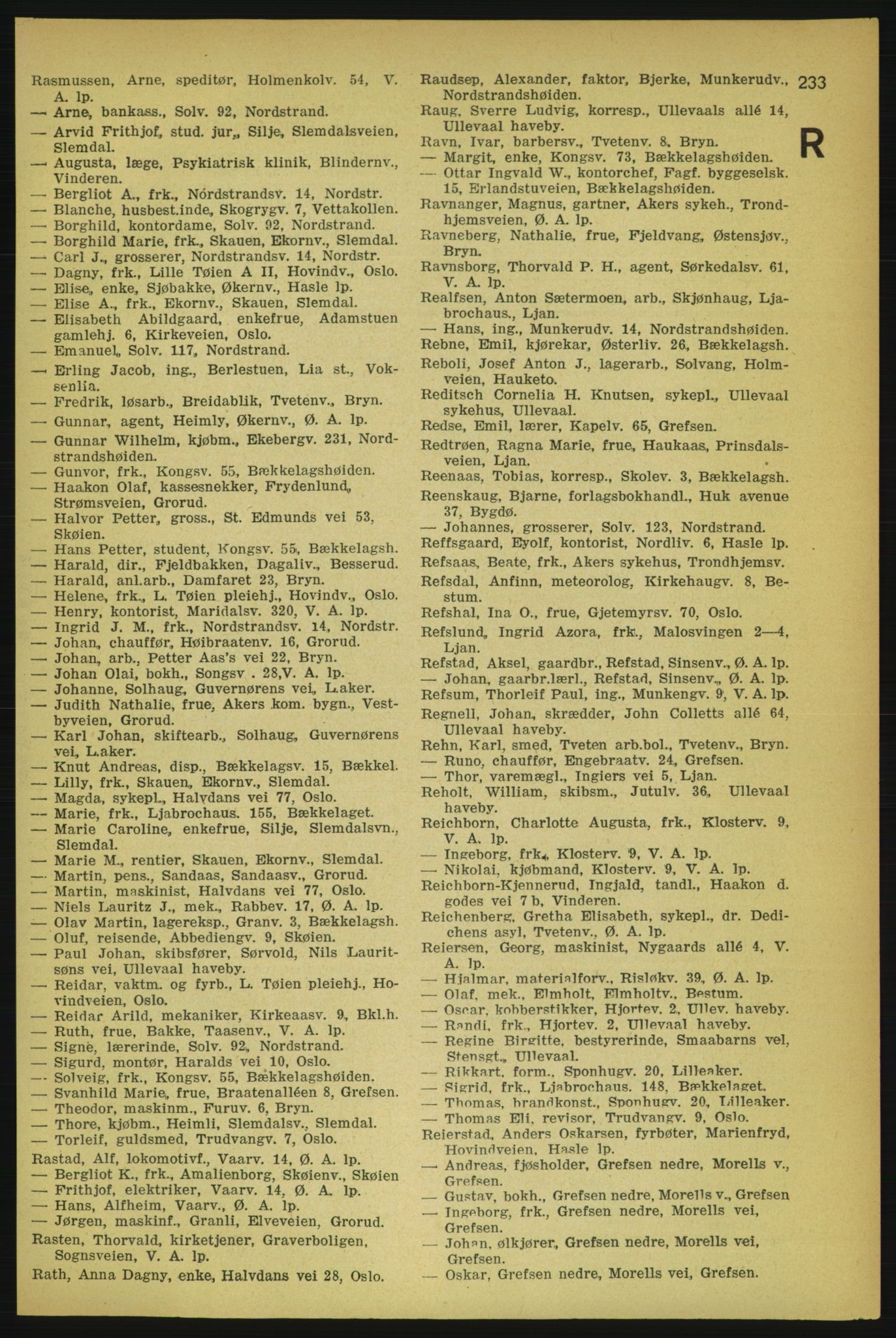 Aker adressebok/adressekalender, PUBL/001/A/004: Aker adressebok, 1929, p. 233