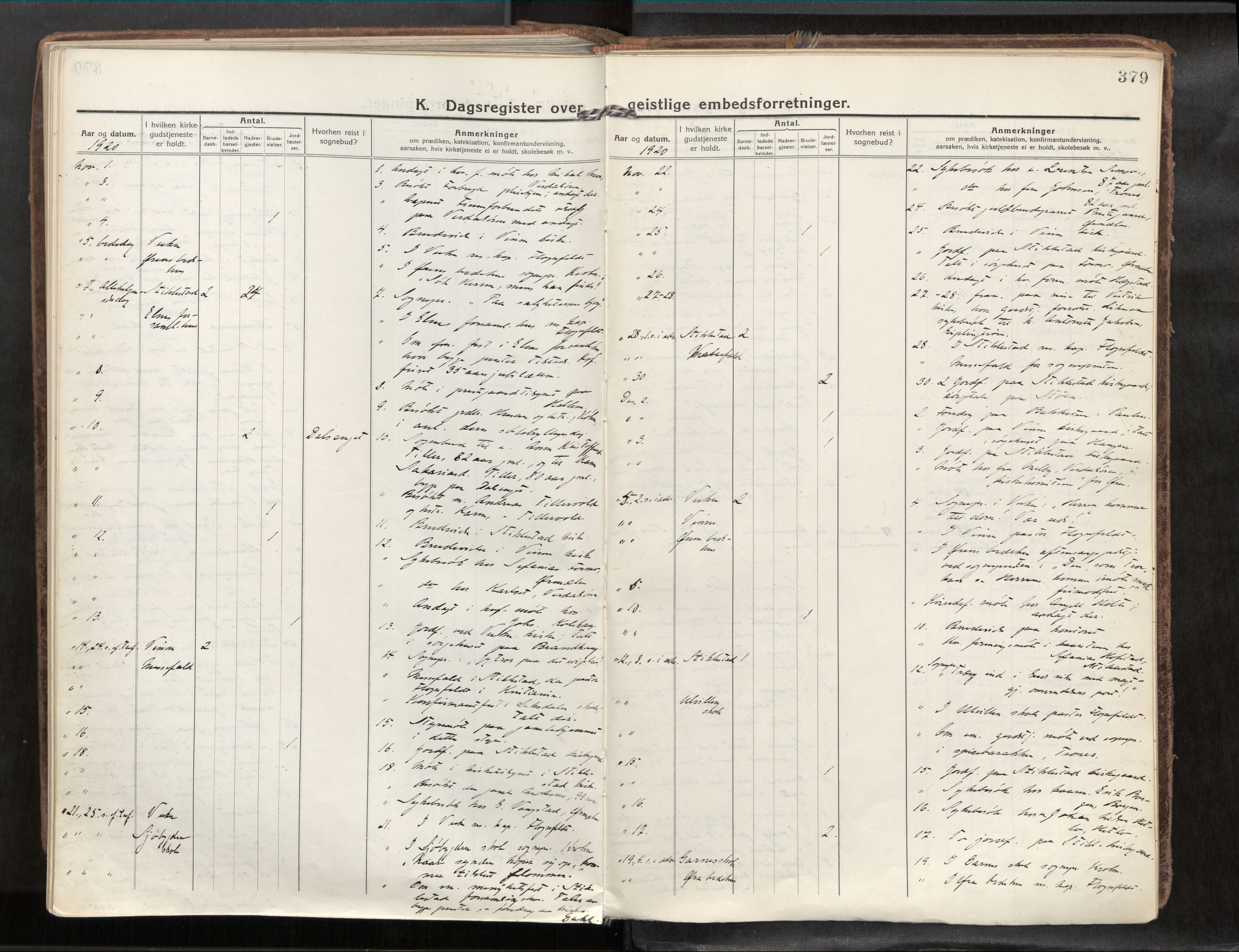Verdal sokneprestkontor, SAT/A-1156/2/H/Haa/L0001: Parish register (official) no. 1, 1917-1932, p. 379