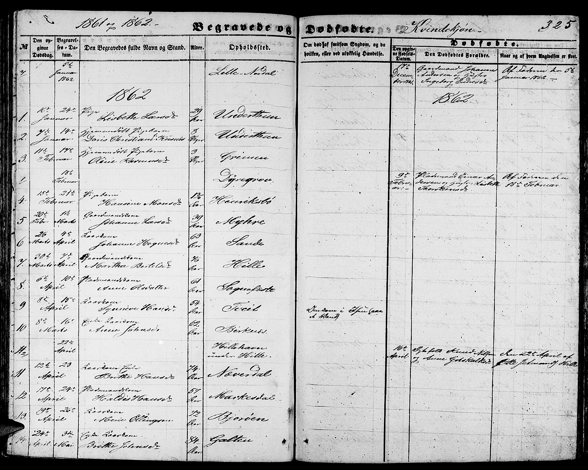 Gulen sokneprestembete, SAB/A-80201/H/Hab/Habb/L0001: Parish register (copy) no. B 1, 1854-1866, p. 325