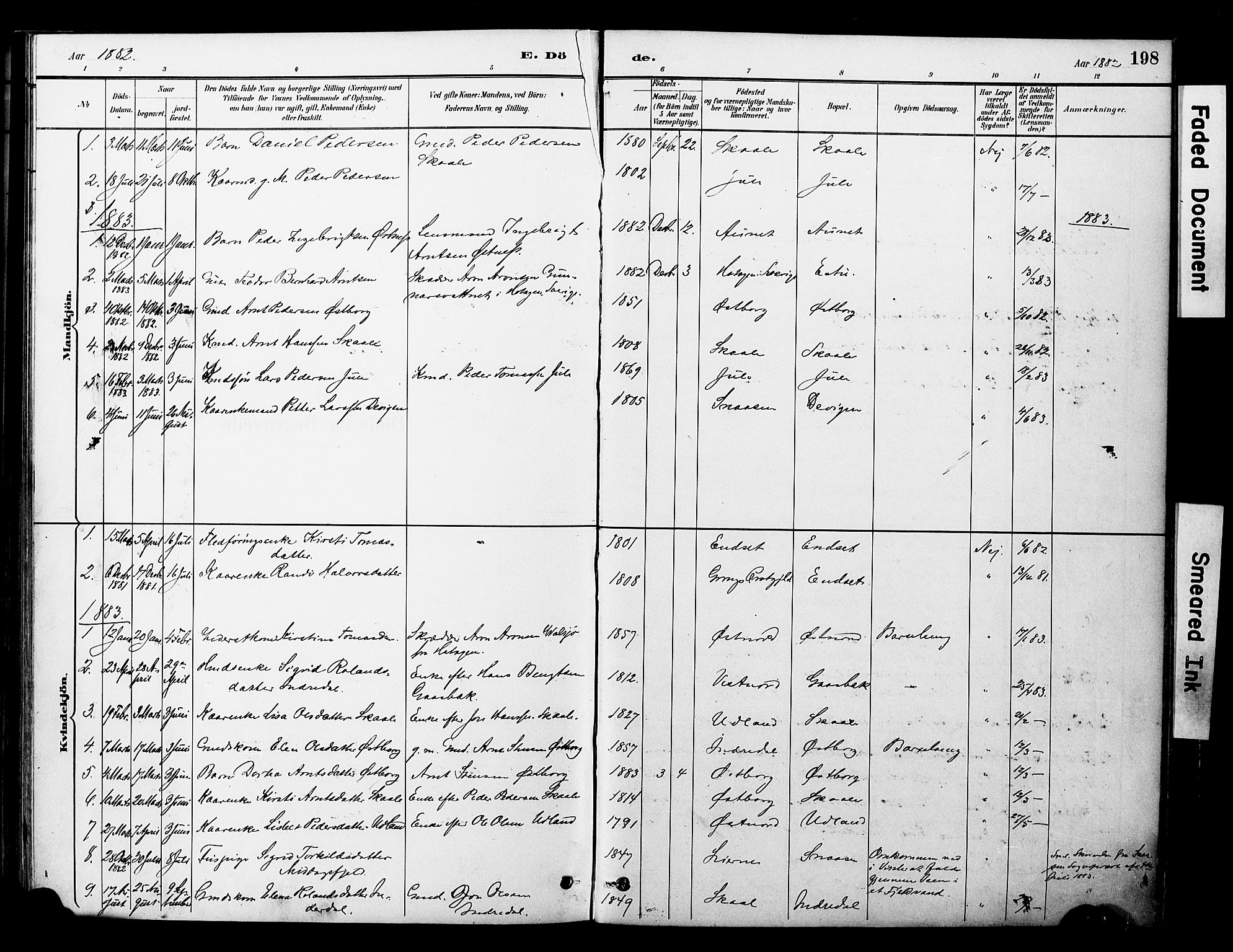 Ministerialprotokoller, klokkerbøker og fødselsregistre - Nord-Trøndelag, SAT/A-1458/757/L0505: Parish register (official) no. 757A01, 1882-1904, p. 198
