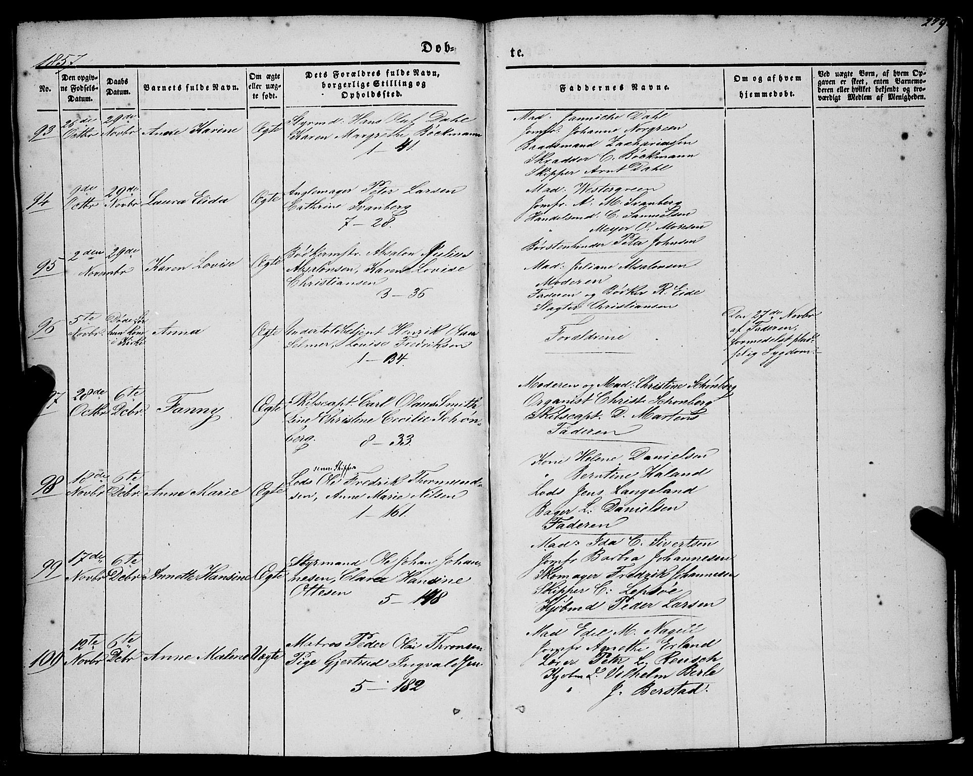 Nykirken Sokneprestembete, AV/SAB-A-77101/H/Haa/L0014: Parish register (official) no. B 1, 1844-1858, p. 289