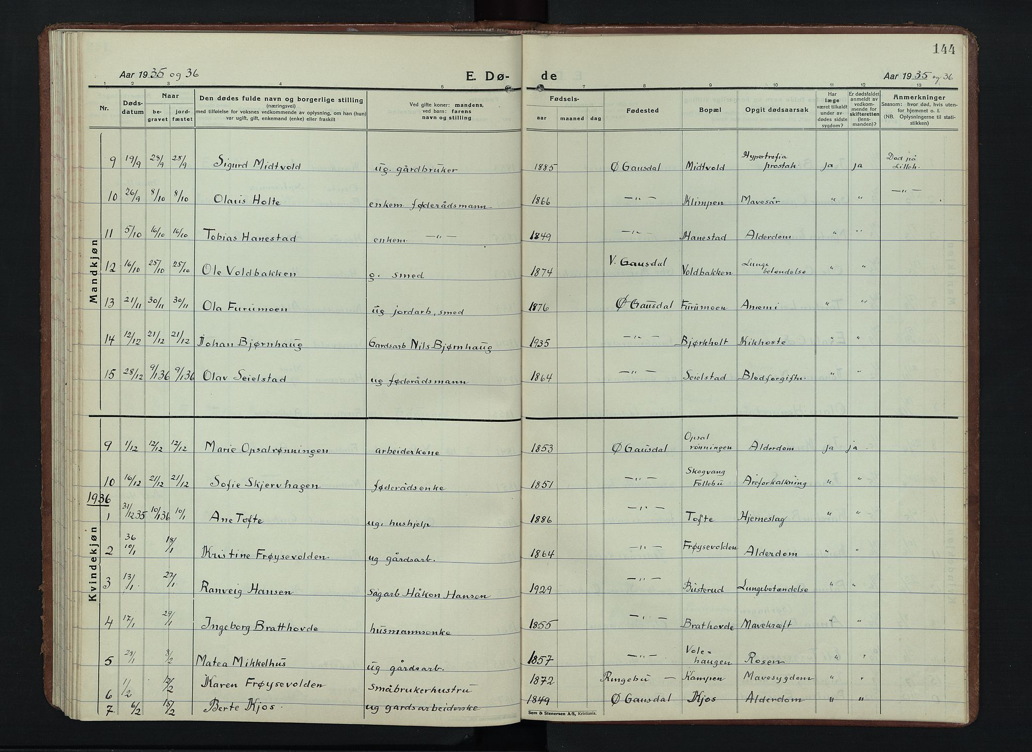Østre Gausdal prestekontor, AV/SAH-PREST-092/H/Ha/Hab/L0006: Parish register (copy) no. 6, 1922-1945, p. 144