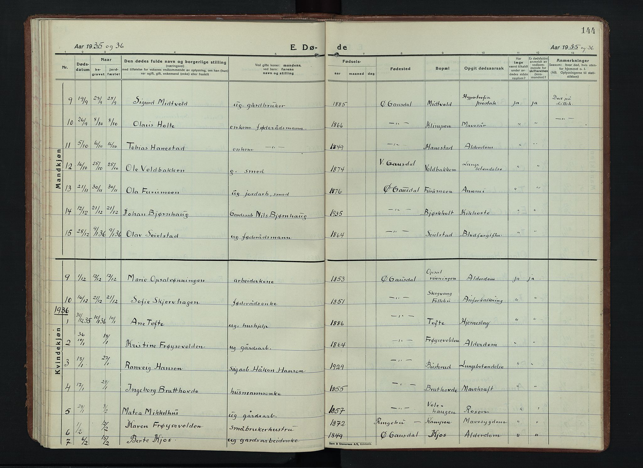 Østre Gausdal prestekontor, SAH/PREST-092/H/Ha/Hab/L0006: Parish register (copy) no. 6, 1922-1945, p. 144