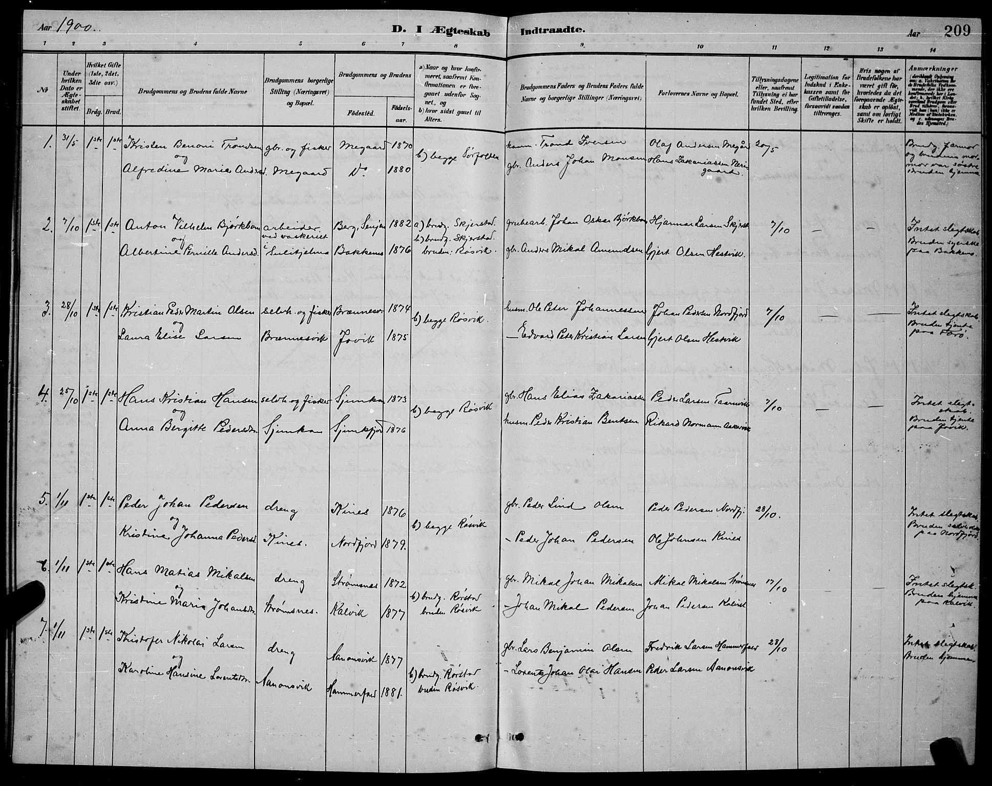 Ministerialprotokoller, klokkerbøker og fødselsregistre - Nordland, AV/SAT-A-1459/853/L0772: Parish register (official) no. 853A11, 1881-1900, p. 209