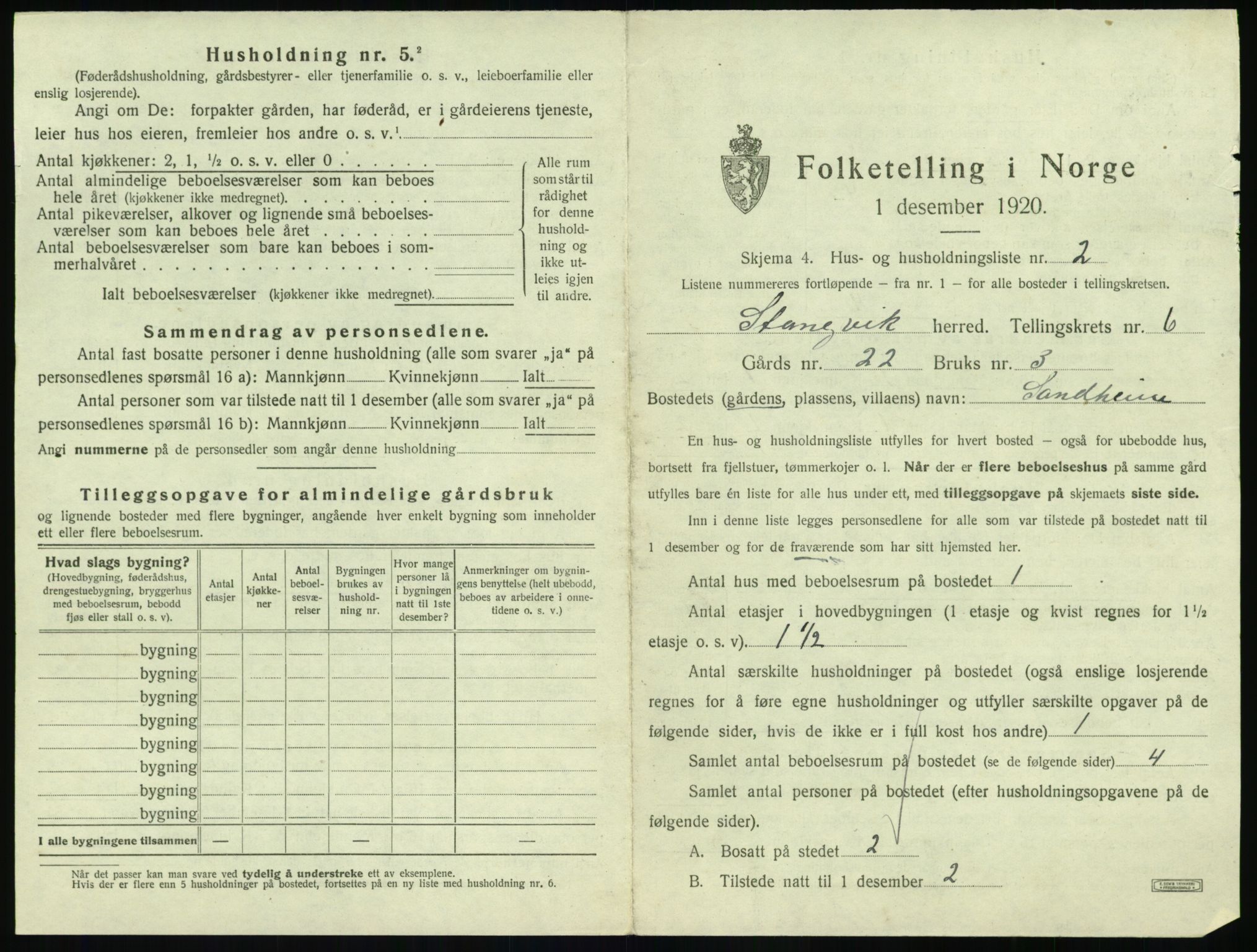 SAT, 1920 census for Stangvik, 1920, p. 560