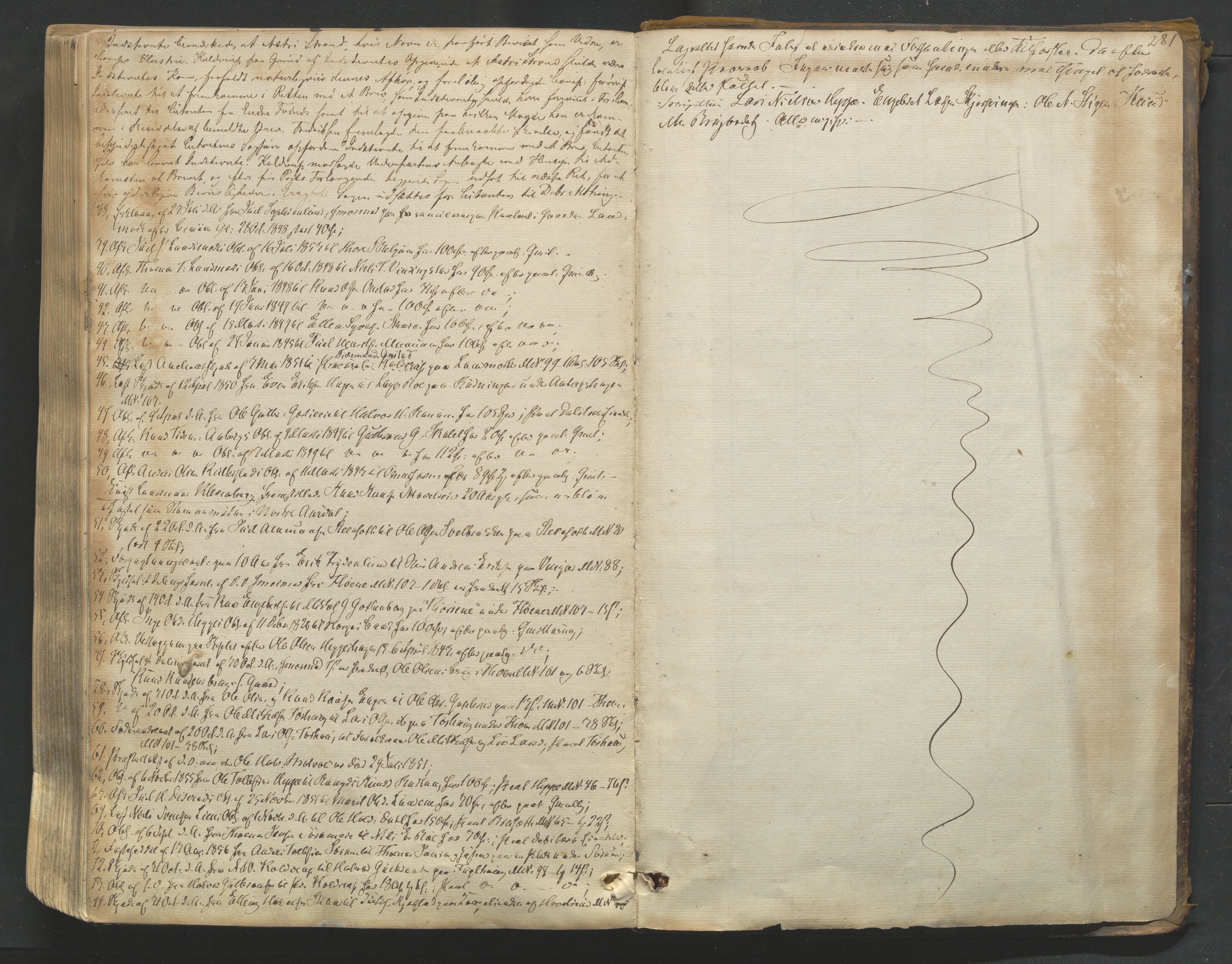 Valdres sorenskriveri, AV/SAH-TING-016/G/Gb/L0010: Tingbok, 1849-1856, p. 280b-281a