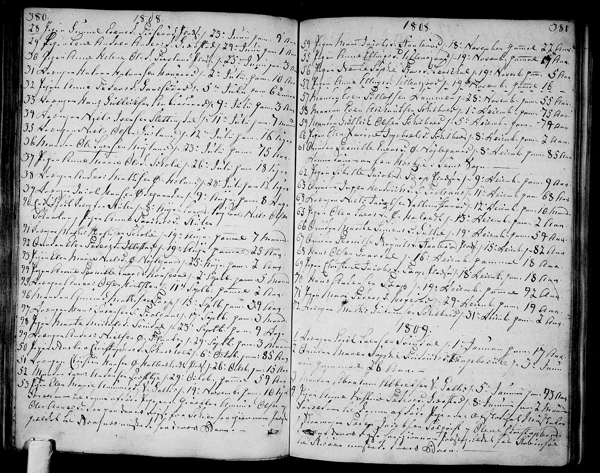 Andebu kirkebøker, AV/SAKO-A-336/F/Fa/L0003: Parish register (official) no. 3 /1, 1803-1828, p. 380-381