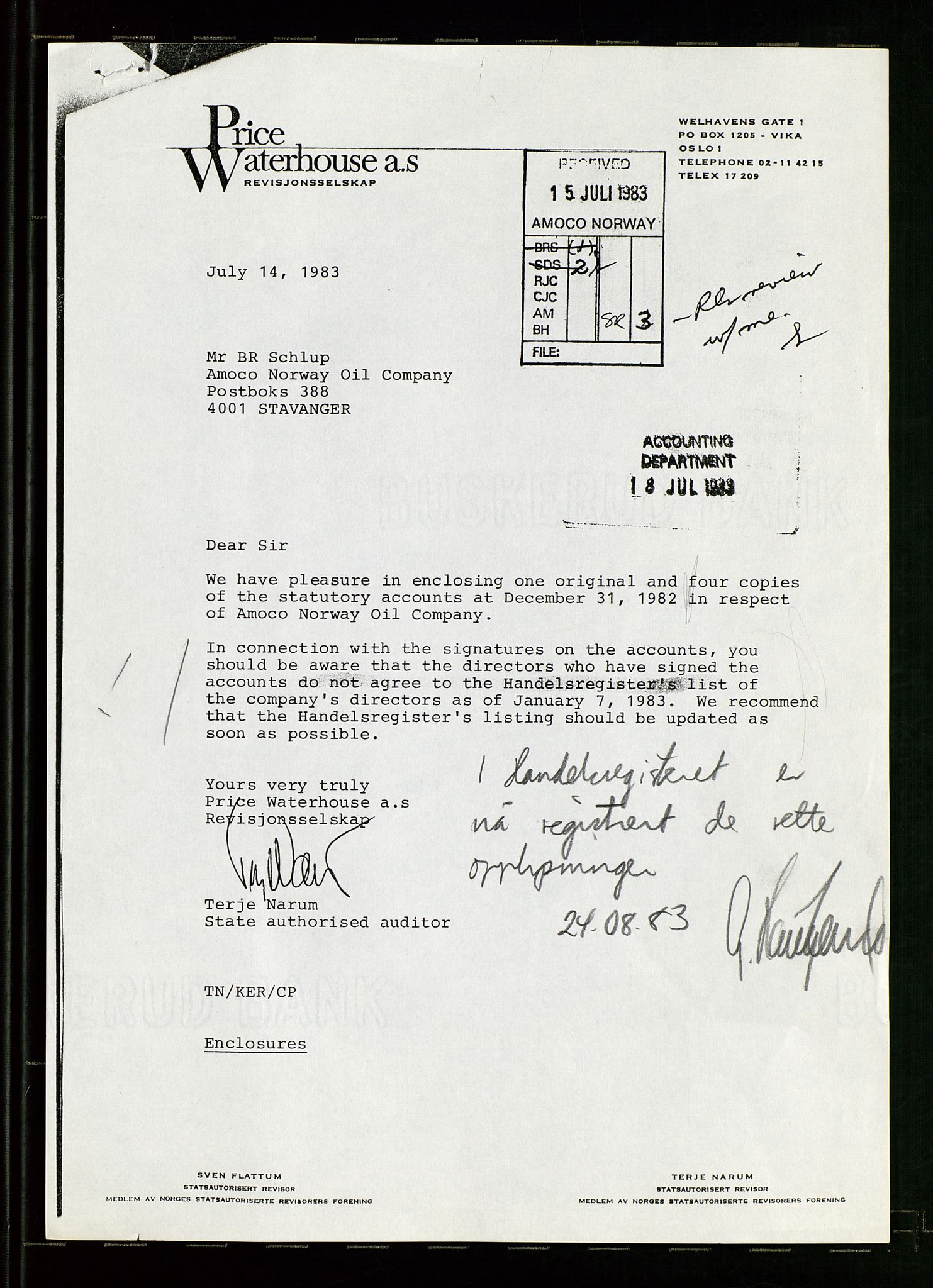 Pa 1740 - Amoco Norway Oil Company, AV/SAST-A-102405/22/A/Aa/L0001: Styreprotokoller og sakspapirer, 1965-1999, p. 45