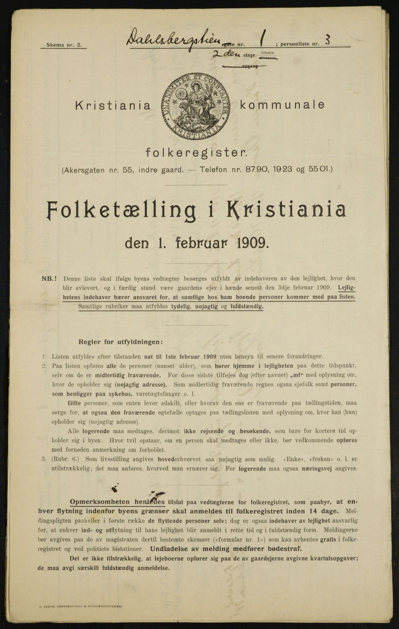 OBA, Municipal Census 1909 for Kristiania, 1909, p. 12744