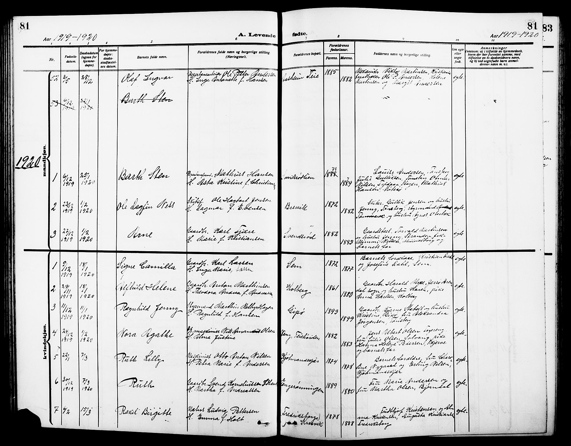 Nøtterøy kirkebøker, AV/SAKO-A-354/G/Ga/L0005: Parish register (copy) no. I 5, 1910-1924, p. 81