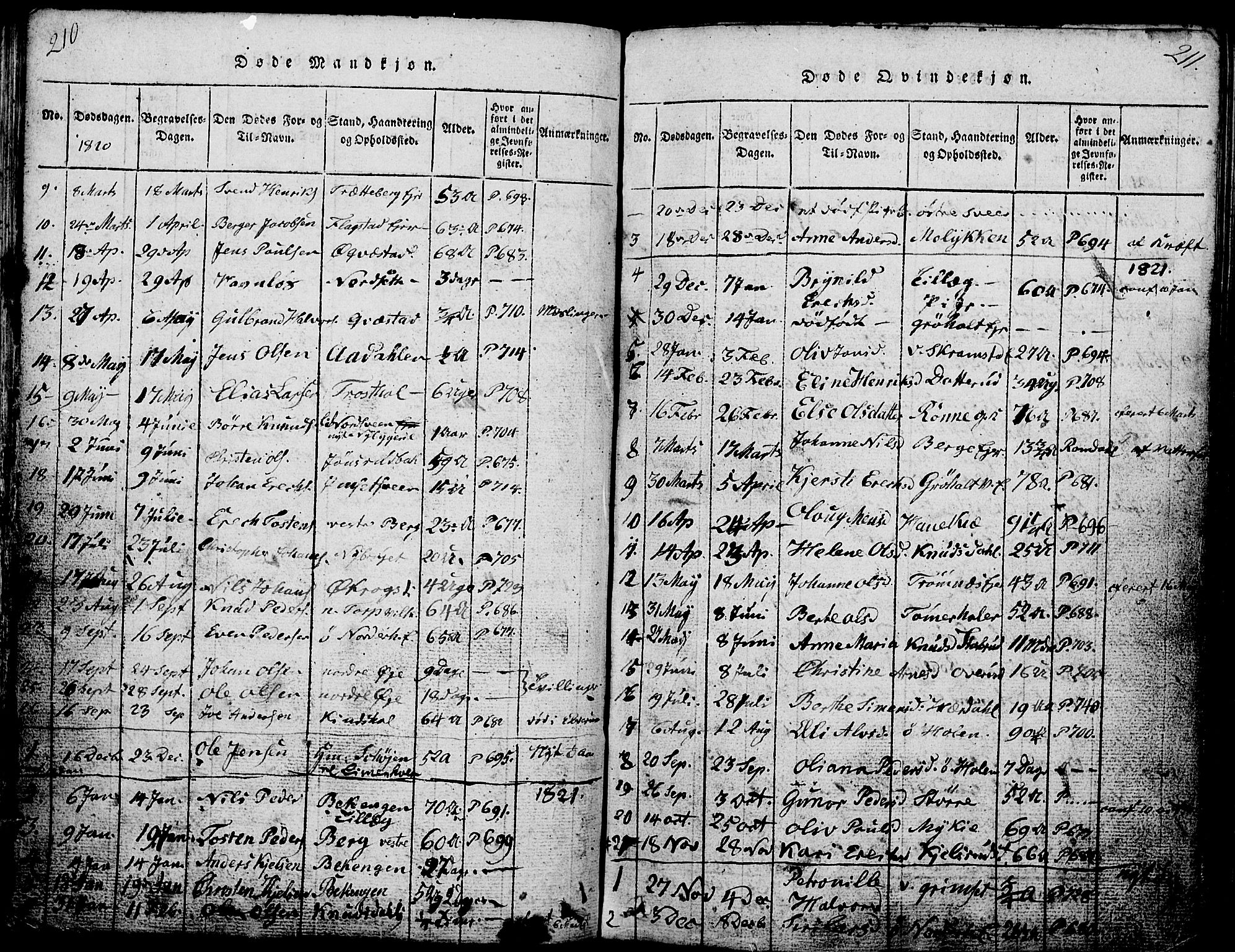 Løten prestekontor, SAH/PREST-022/L/La/L0001: Parish register (copy) no. 1, 1812-1832, p. 210-211