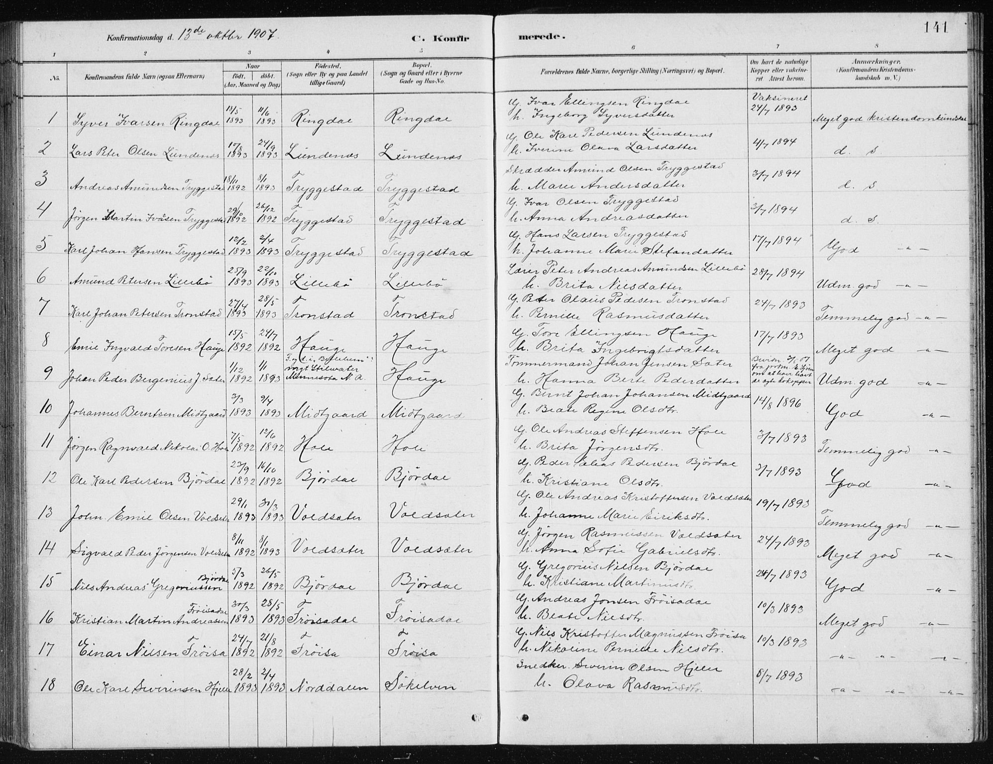 Ministerialprotokoller, klokkerbøker og fødselsregistre - Møre og Romsdal, SAT/A-1454/517/L0230: Parish register (copy) no. 517C03, 1879-1912, p. 141