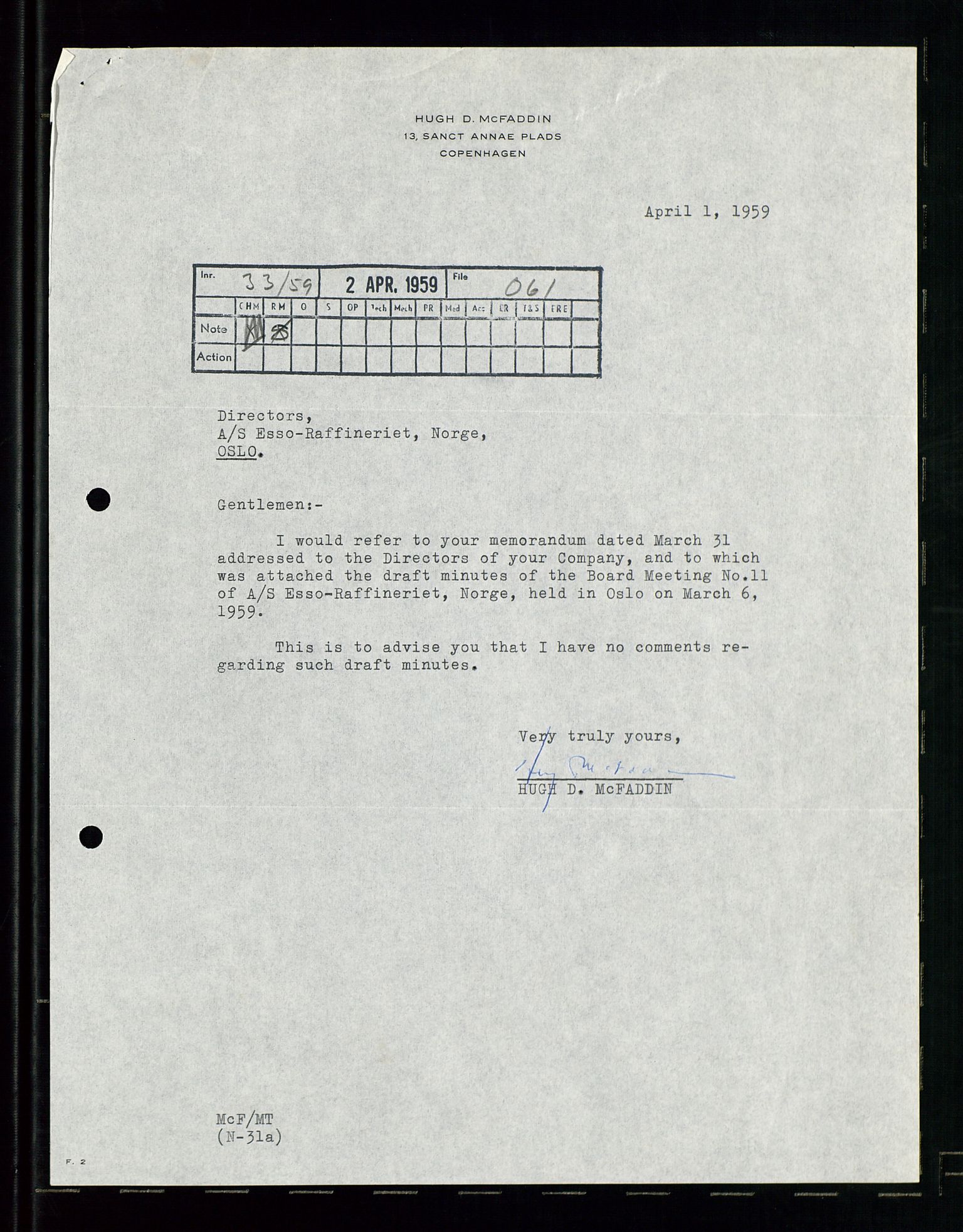 PA 1537 - A/S Essoraffineriet Norge, AV/SAST-A-101957/A/Aa/L0001/0001: Styremøter / Styremøter, board meetings, 1959-1961, p. 246