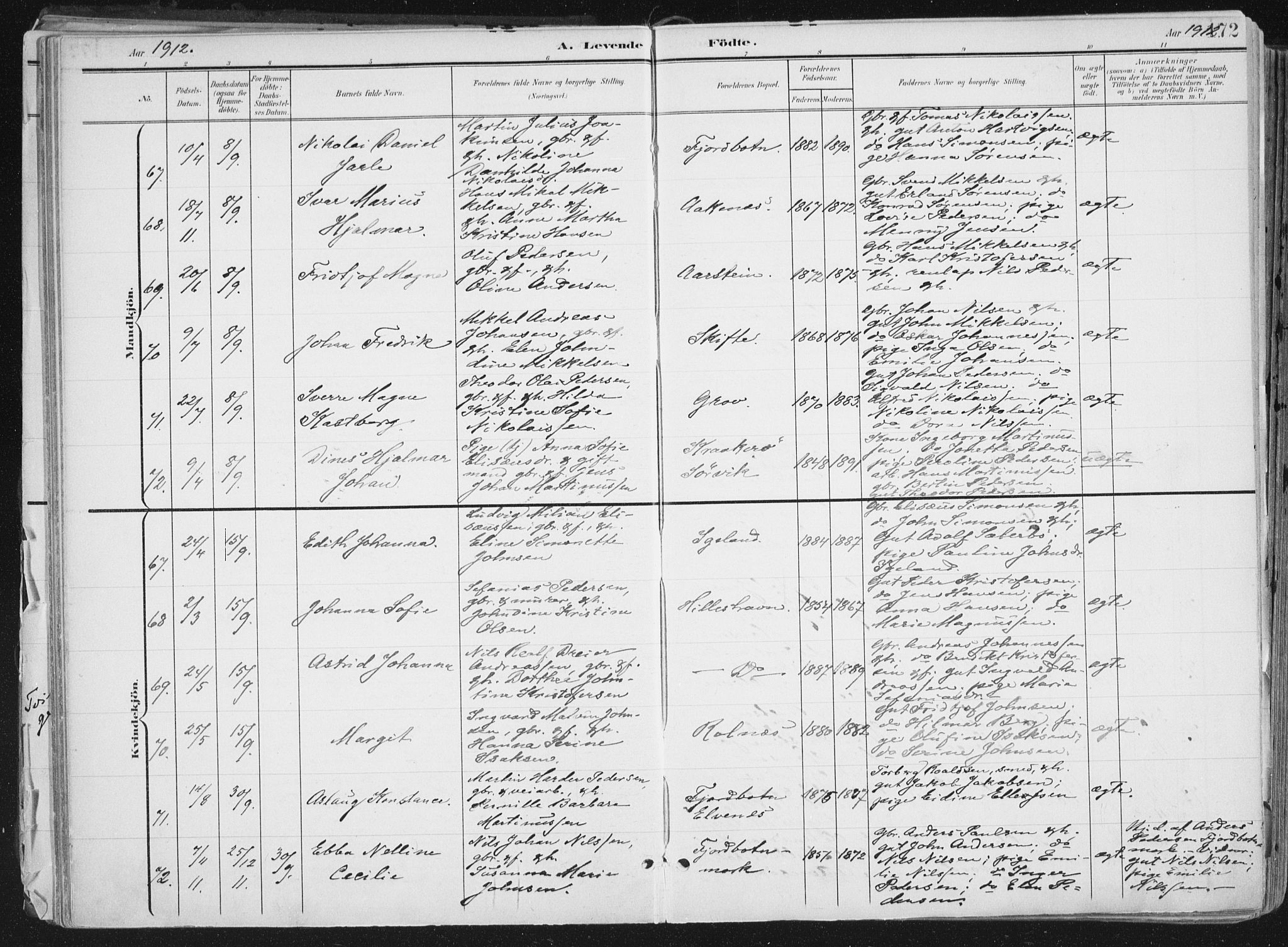 Ibestad sokneprestembete, AV/SATØ-S-0077/H/Ha/Haa/L0017kirke: Parish register (official) no. 17, 1901-1914, p. 172