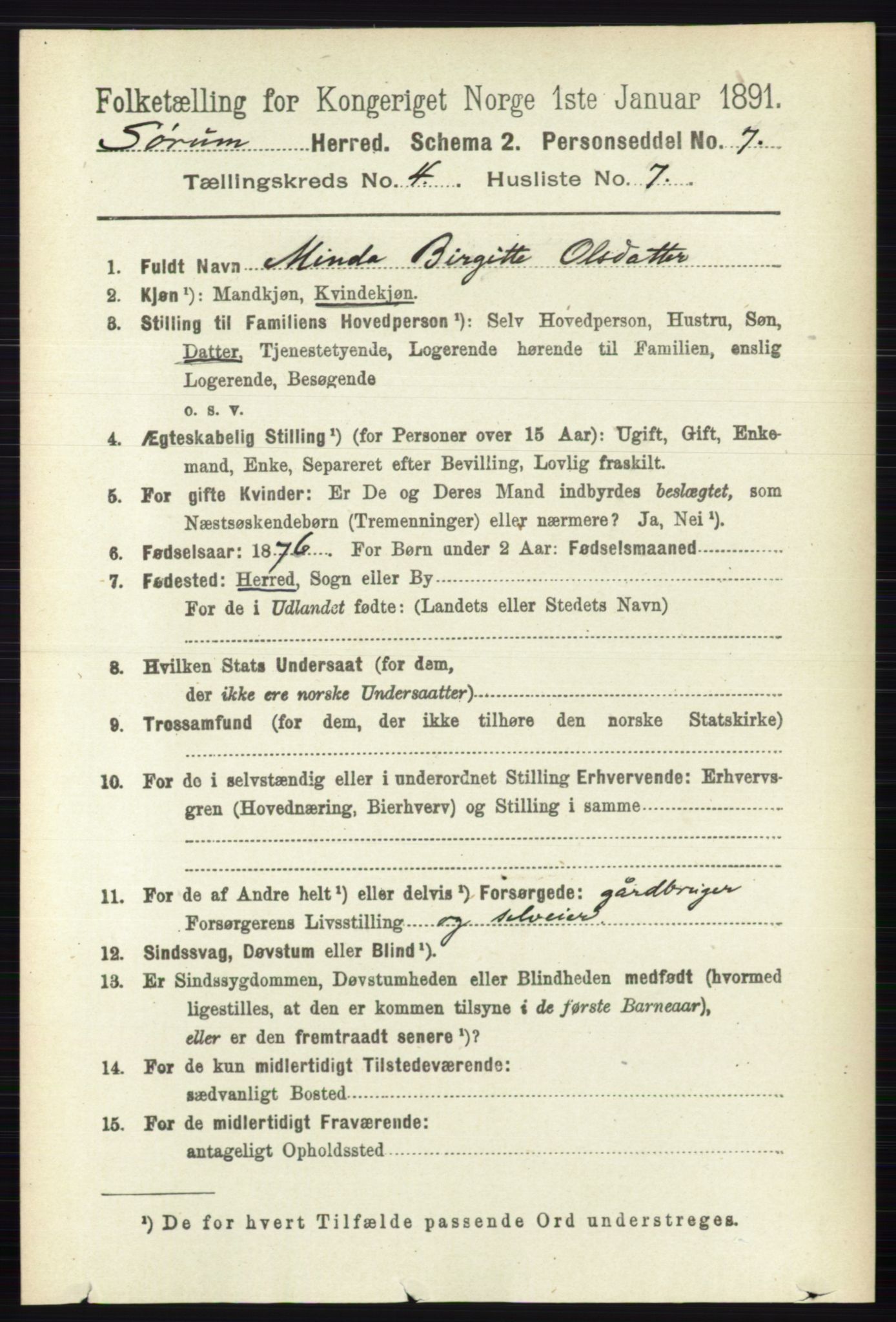 RA, 1891 census for 0226 Sørum, 1891, p. 1921