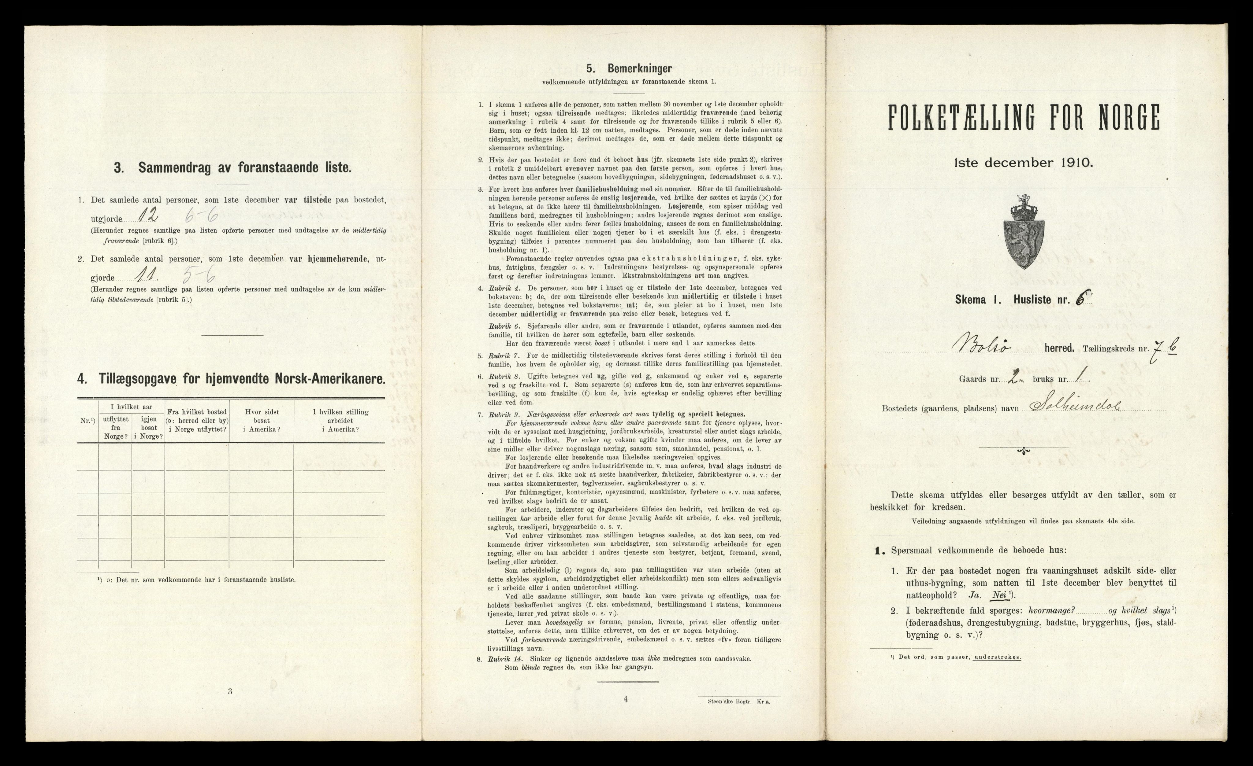 RA, 1910 census for Bolsøy, 1910, p. 1205