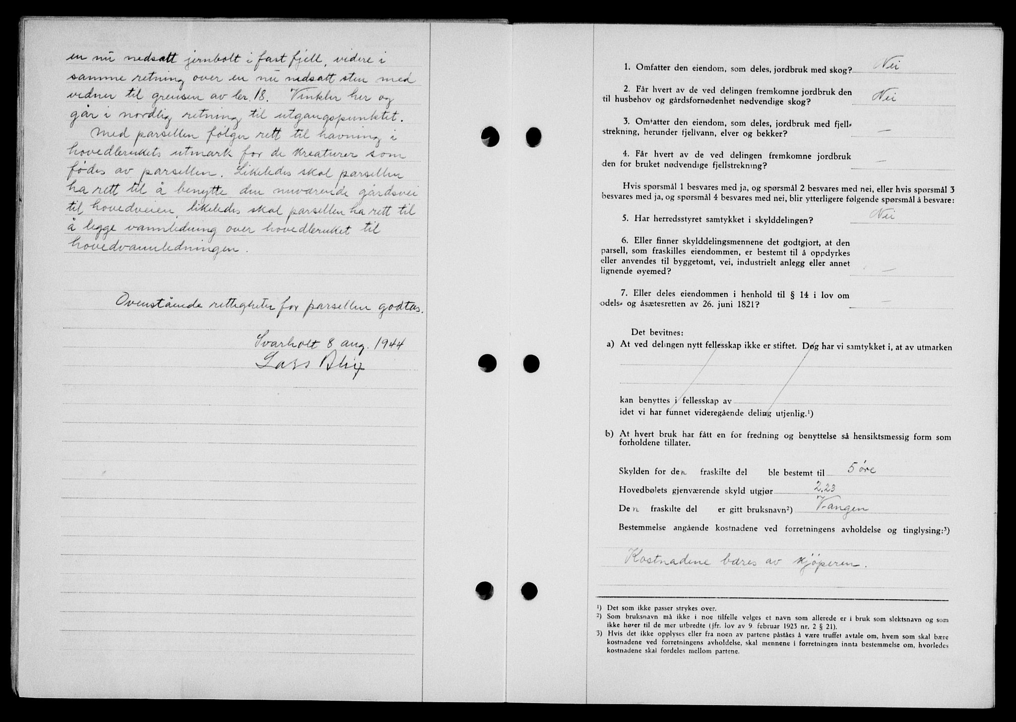 Lofoten sorenskriveri, SAT/A-0017/1/2/2C/L0012a: Mortgage book no. 12a, 1943-1944, Diary no: : 875/1944