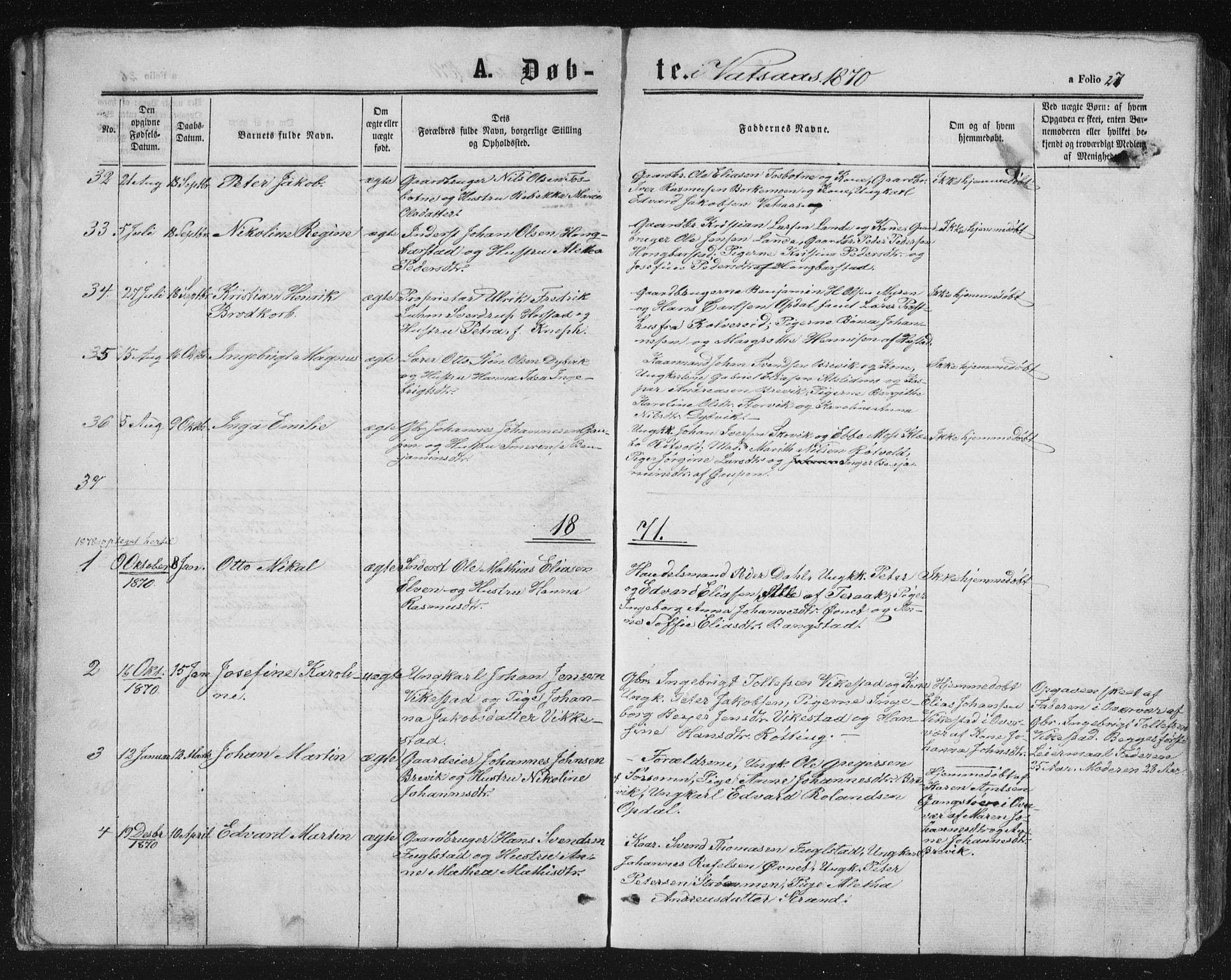 Ministerialprotokoller, klokkerbøker og fødselsregistre - Nordland, AV/SAT-A-1459/810/L0158: Parish register (copy) no. 810C02 /1, 1863-1883, p. 27