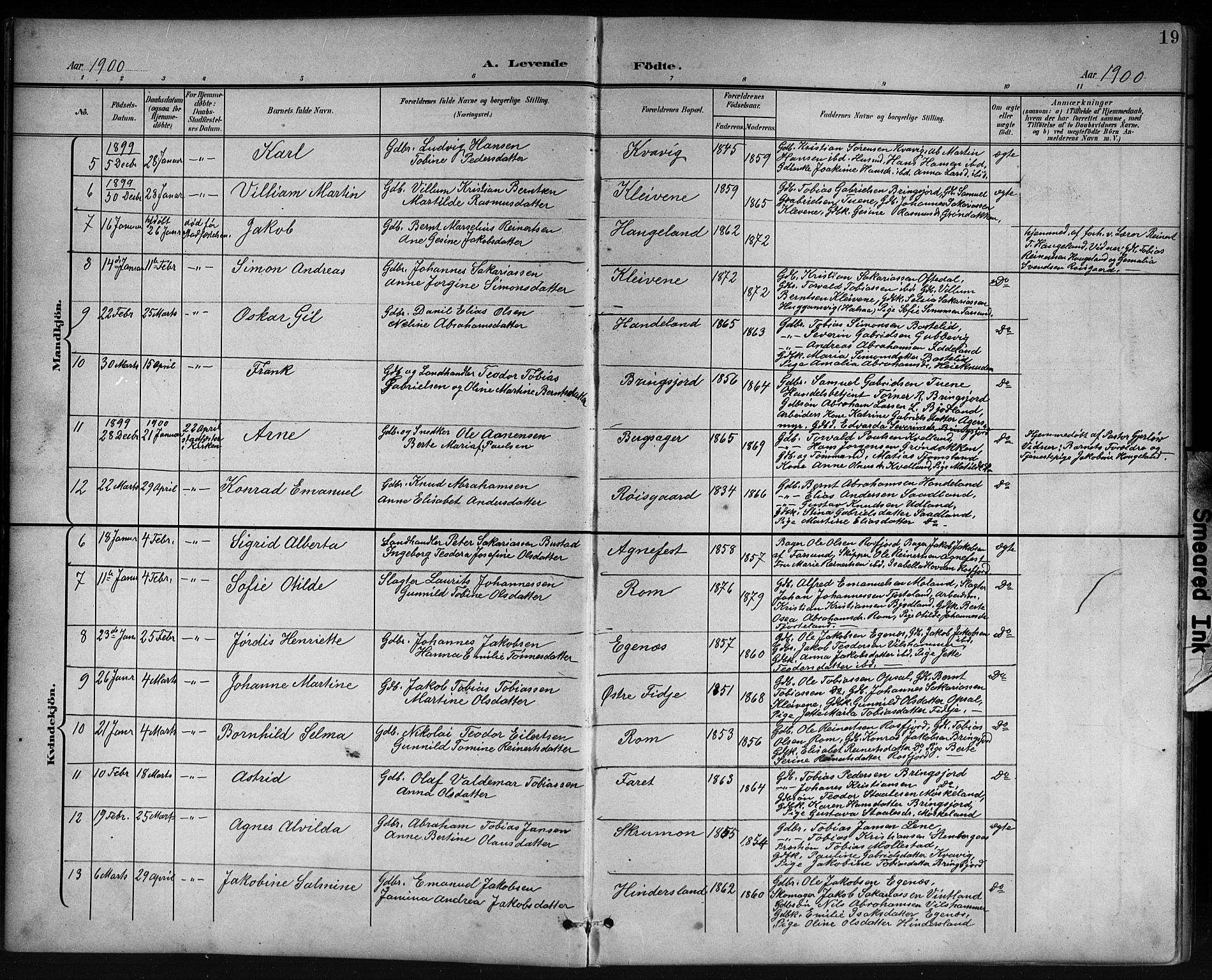 Lyngdal sokneprestkontor, AV/SAK-1111-0029/F/Fb/Fbc/L0005: Parish register (copy) no. B 5, 1897-1913, p. 19