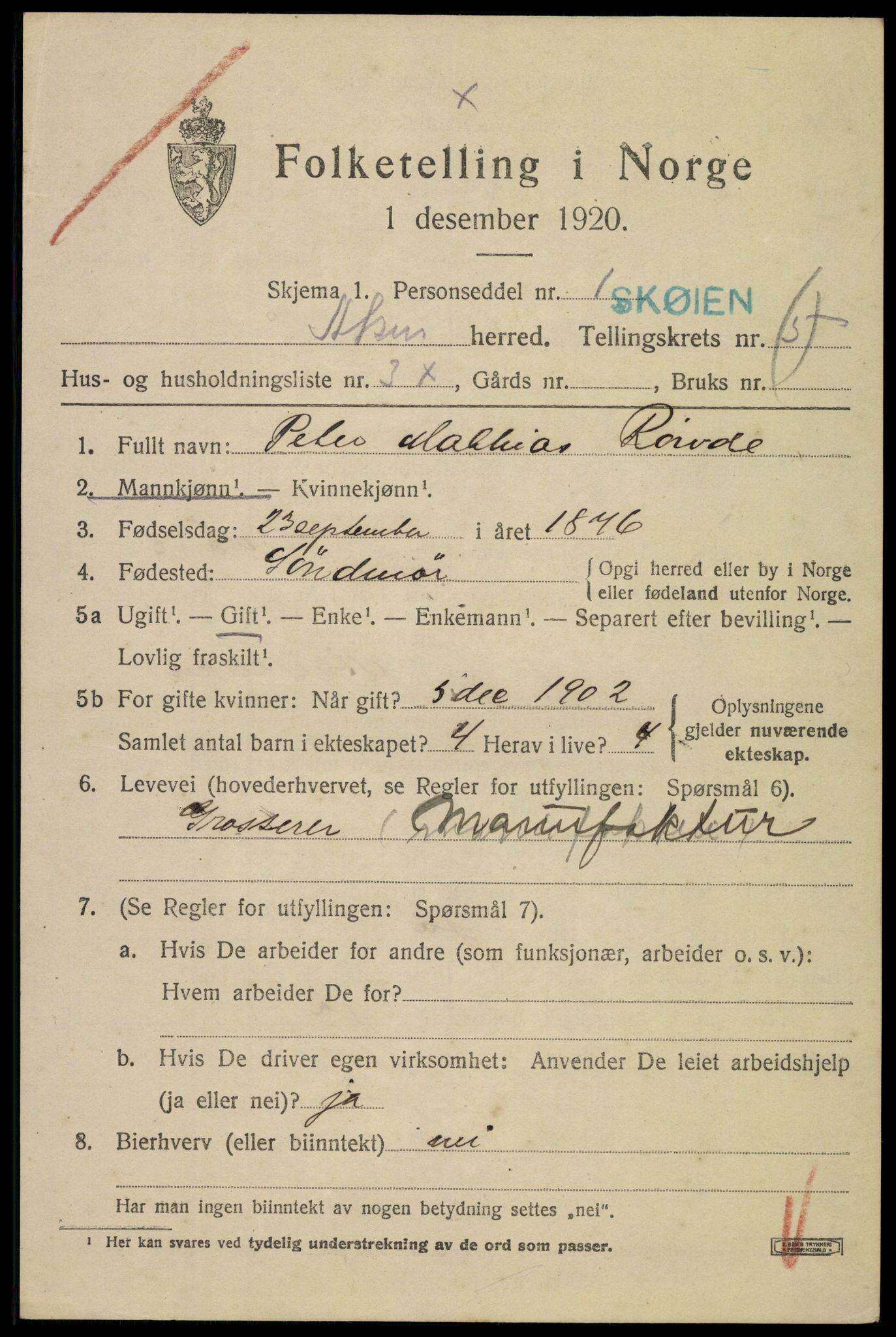 SAO, 1920 census for Aker, 1920, p. 30560