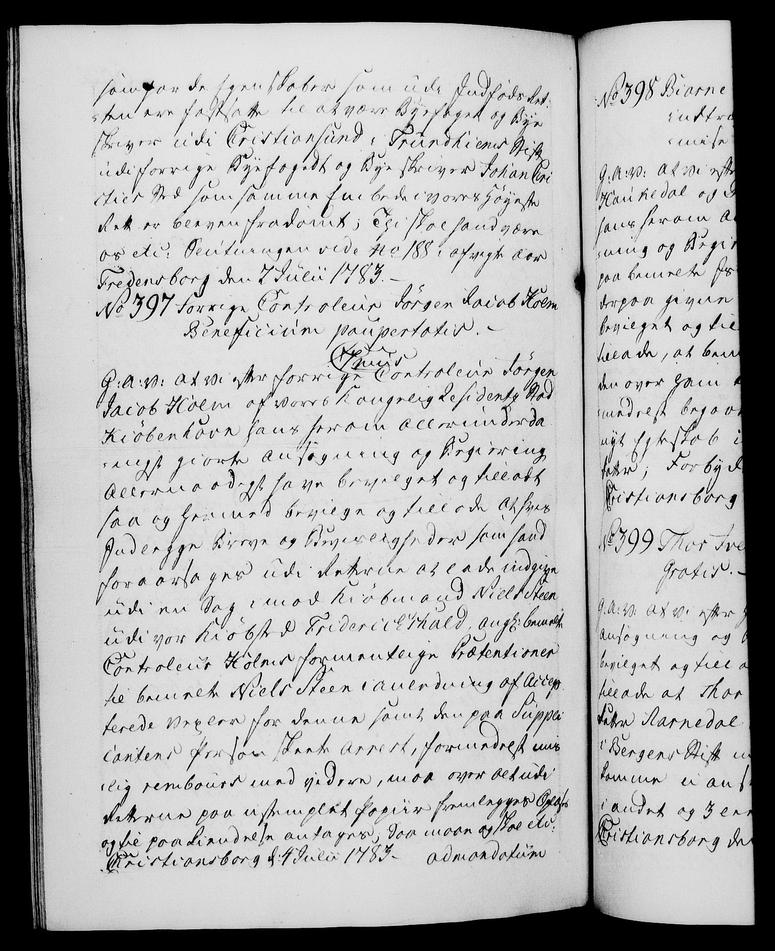 Danske Kanselli 1572-1799, RA/EA-3023/F/Fc/Fca/Fcaa/L0049: Norske registre, 1782-1783, p. 603b