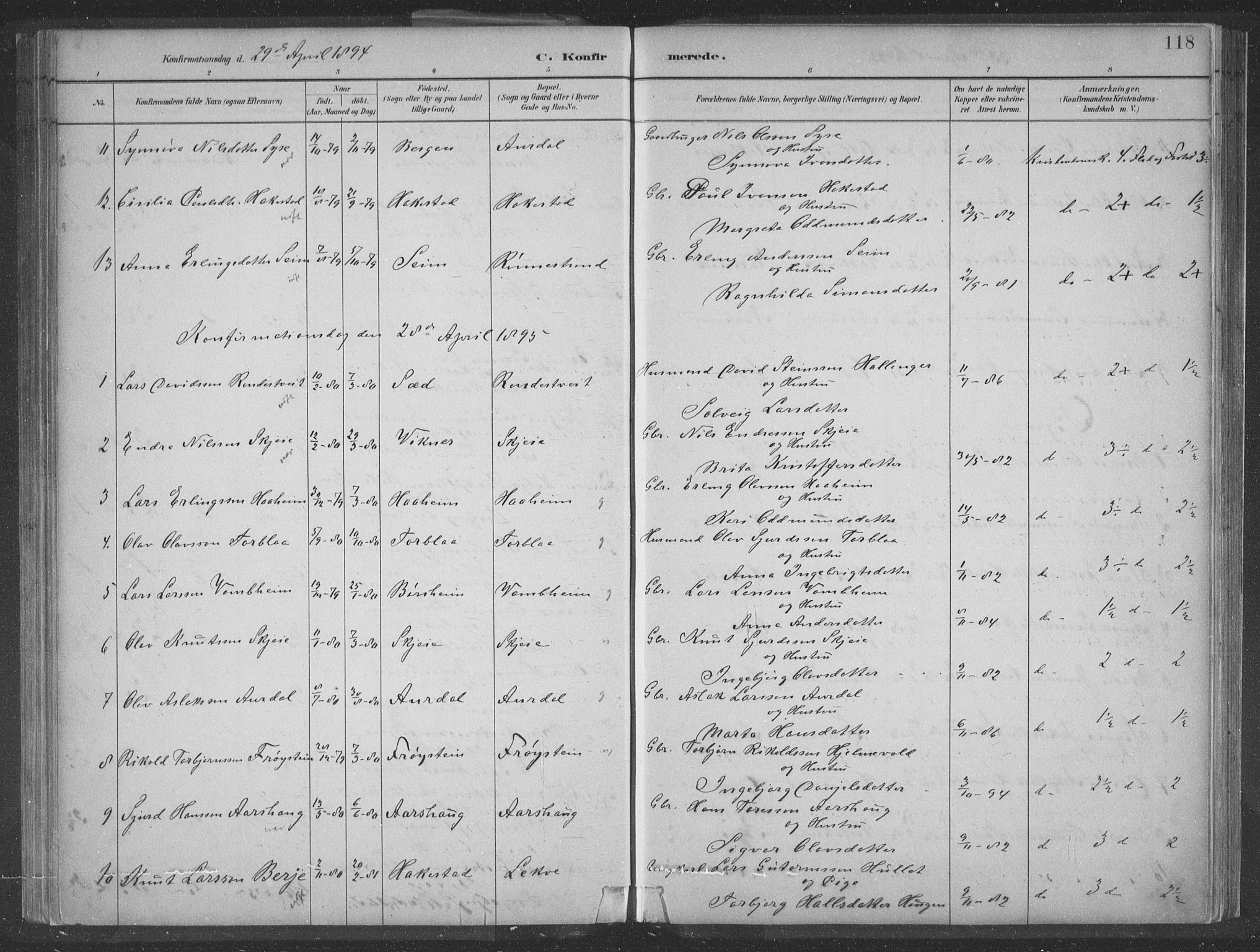 Ulvik sokneprestembete, SAB/A-78801/H/Hab: Parish register (copy) no. A 3, 1883-1908, p. 118