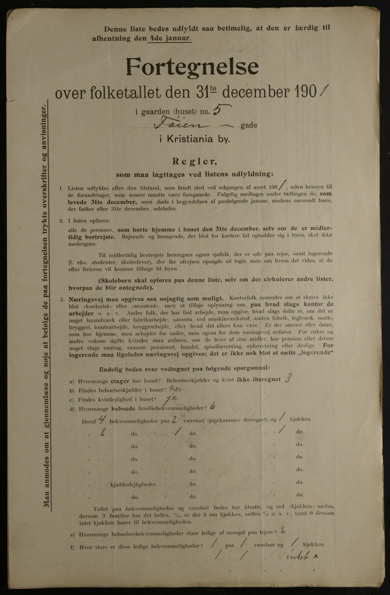 OBA, Municipal Census 1901 for Kristiania, 1901, p. 18064