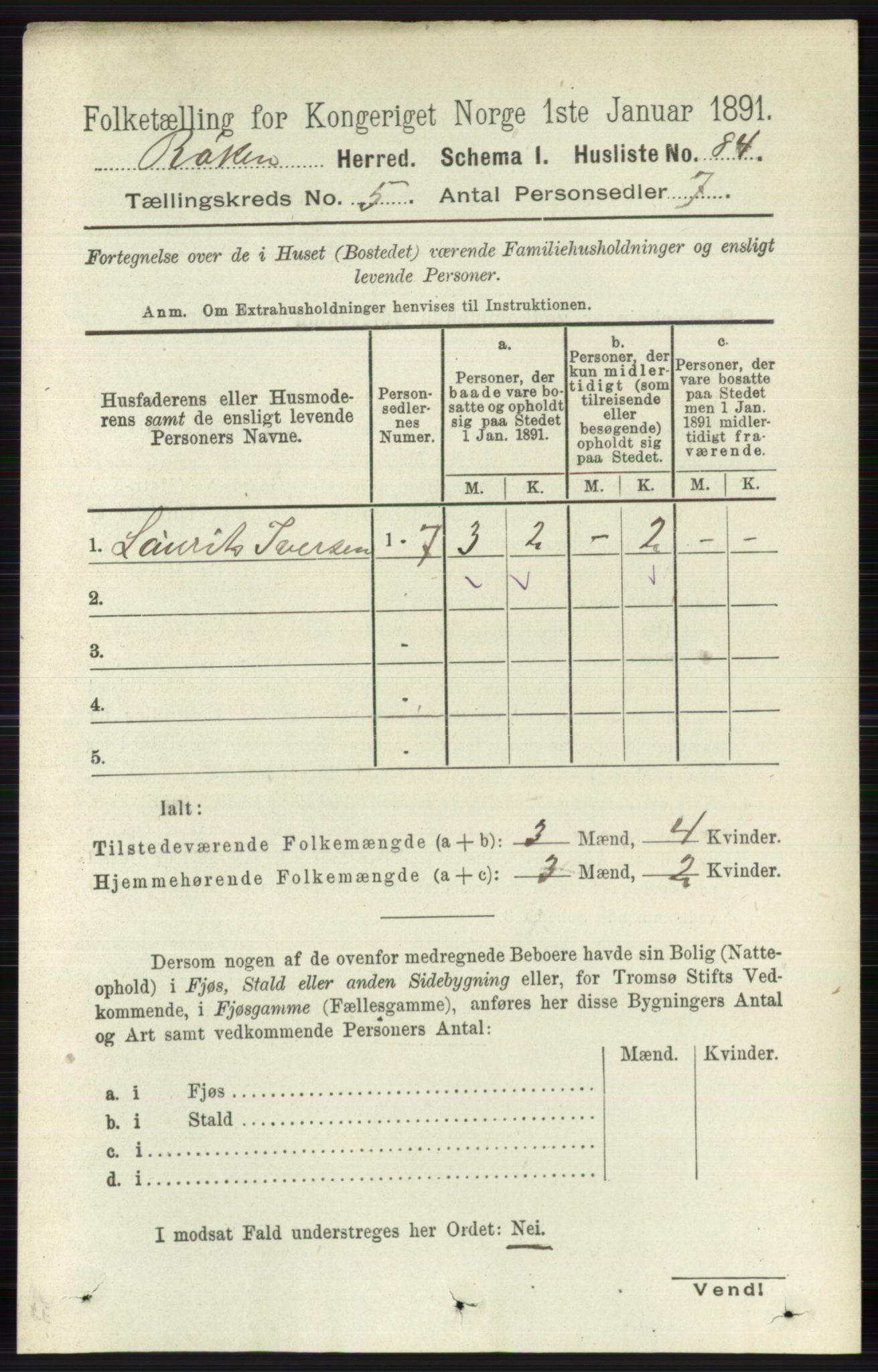 RA, 1891 census for 0627 Røyken, 1891, p. 2848