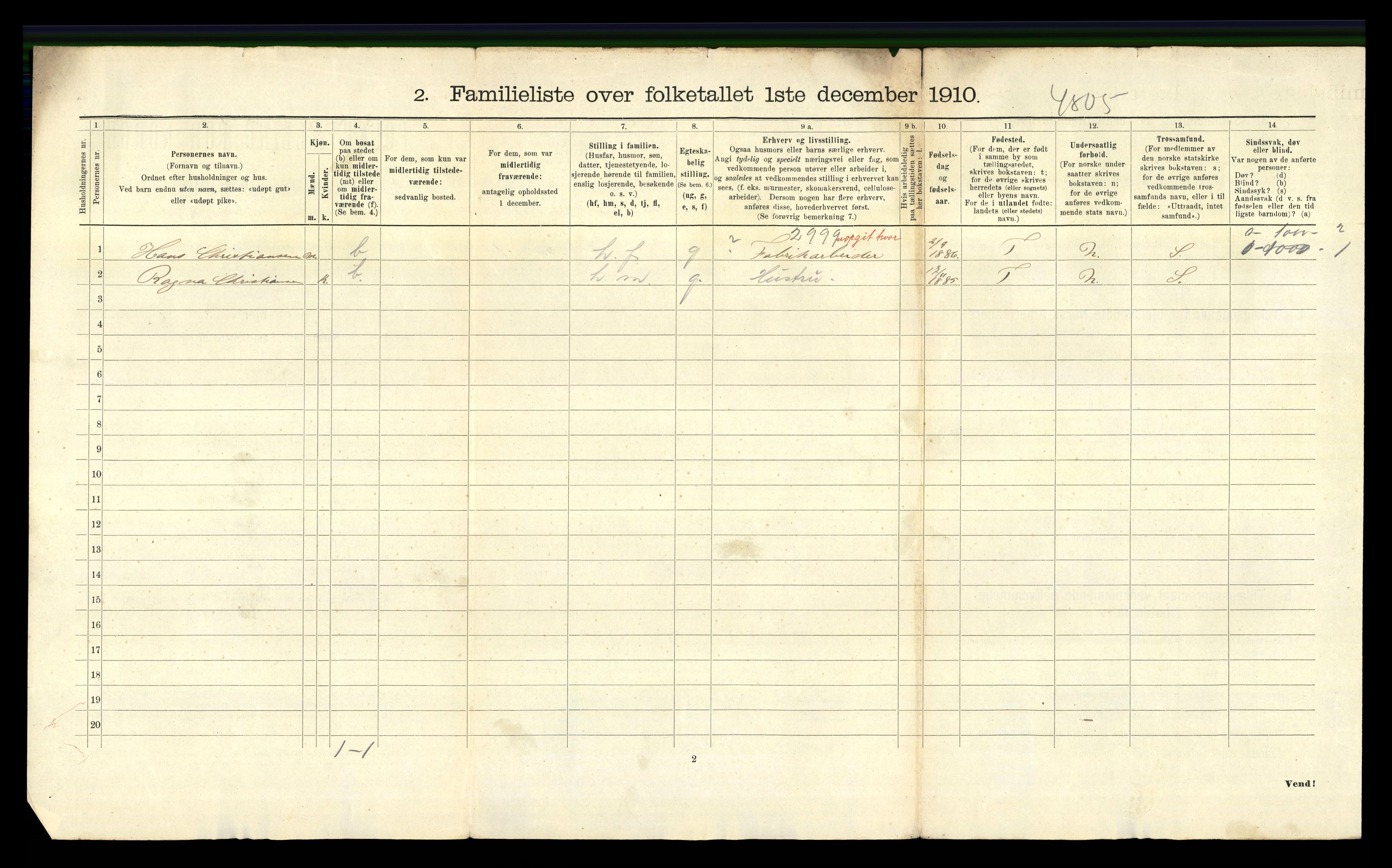 RA, 1910 census for Skien, 1910, p. 6657