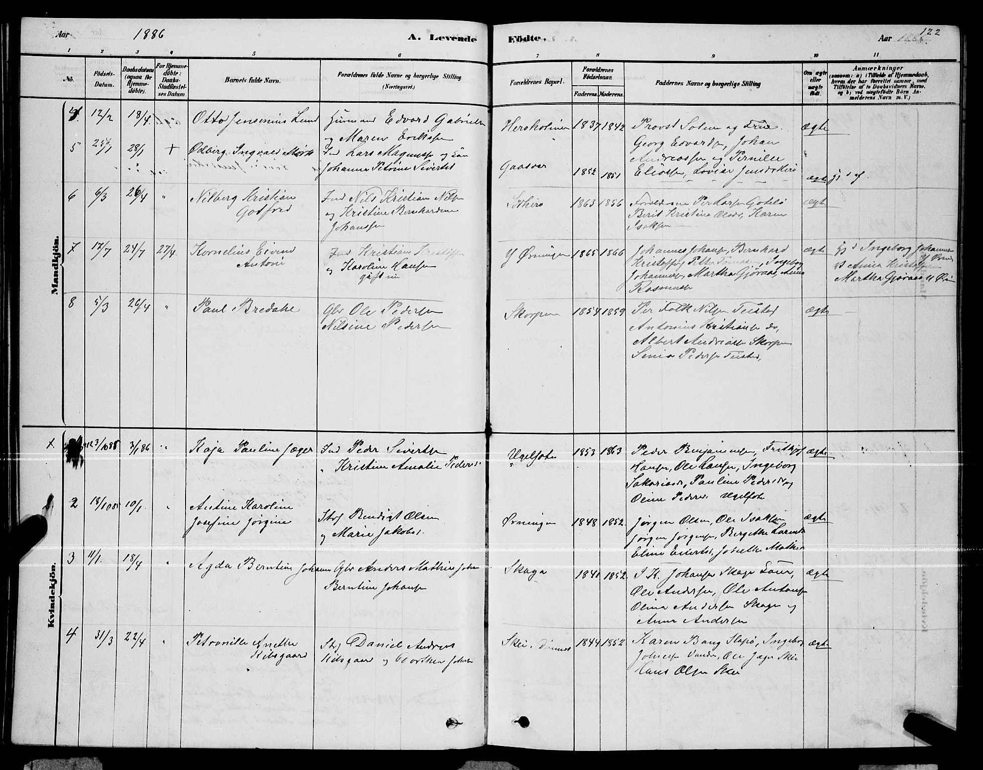 Ministerialprotokoller, klokkerbøker og fødselsregistre - Nordland, AV/SAT-A-1459/834/L0513: Parish register (copy) no. 834C04, 1877-1892, p. 122