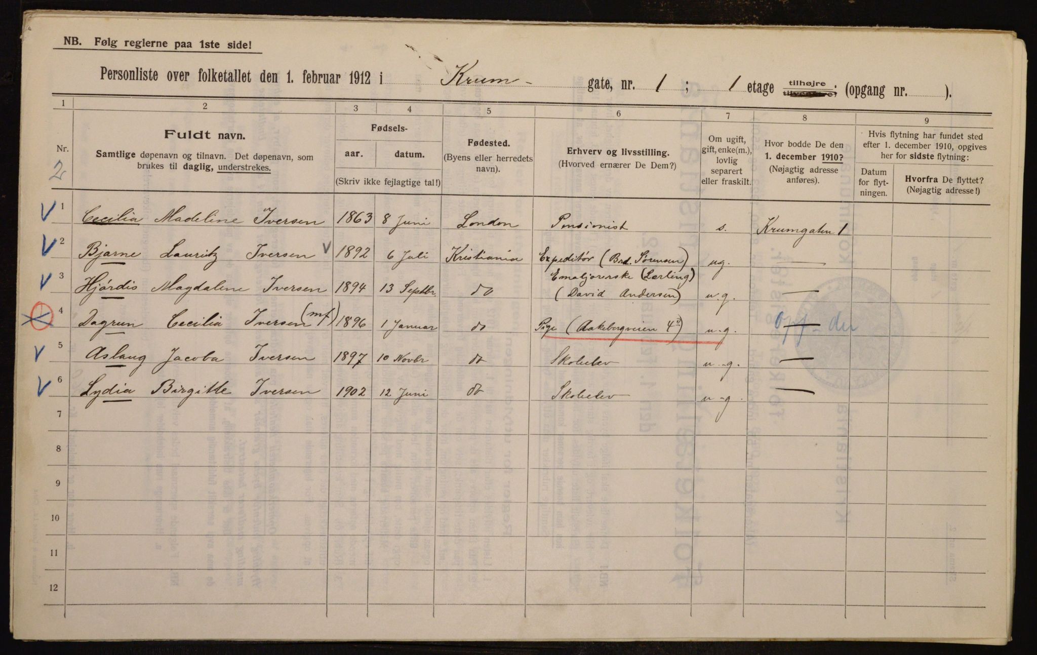 OBA, Municipal Census 1912 for Kristiania, 1912, p. 54979