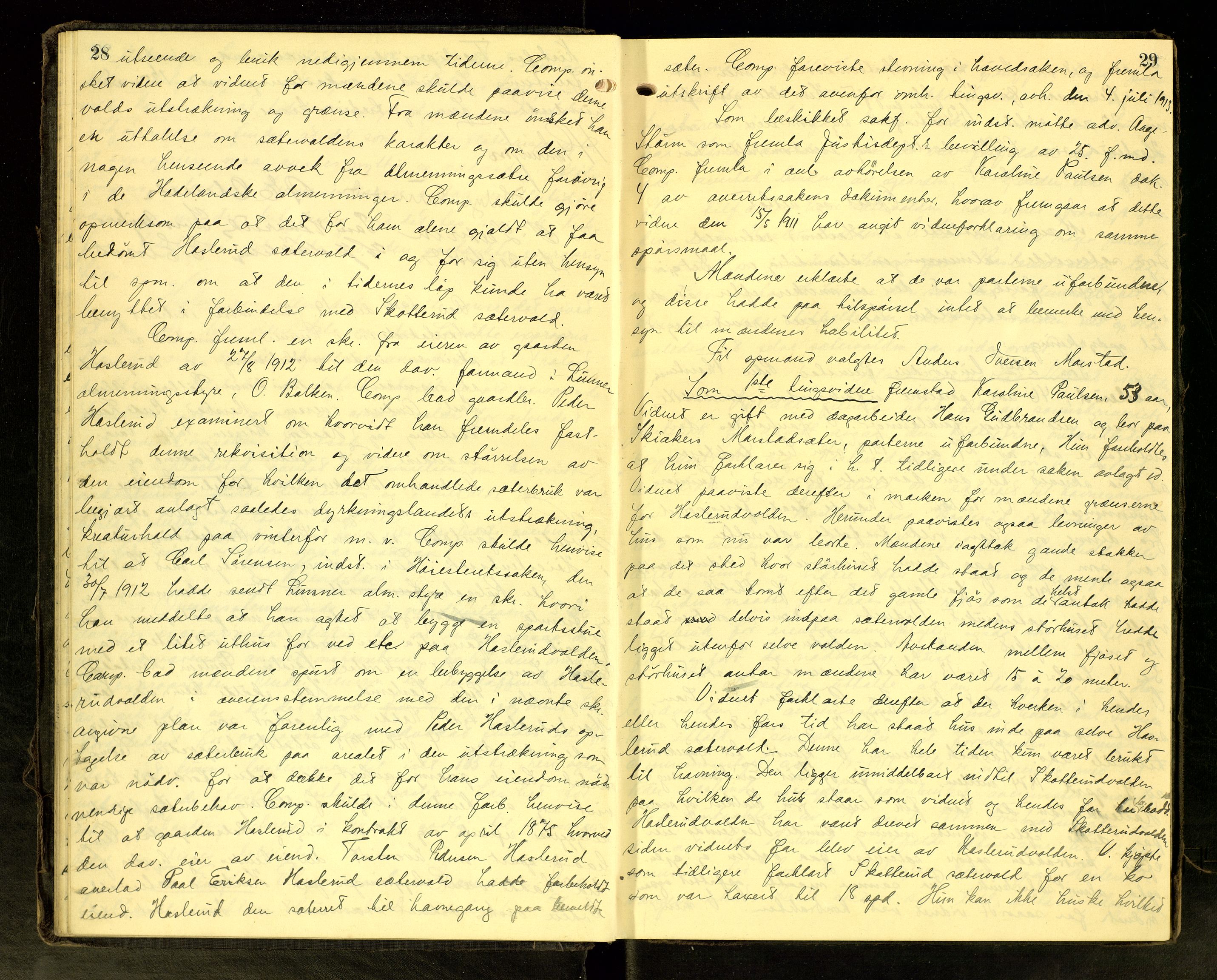 Hadeland og Land tingrett, AV/SAH-TING-010/G/Gc/L0056: Ekstrarettsprotokoll, 1916-1918, p. 28-29
