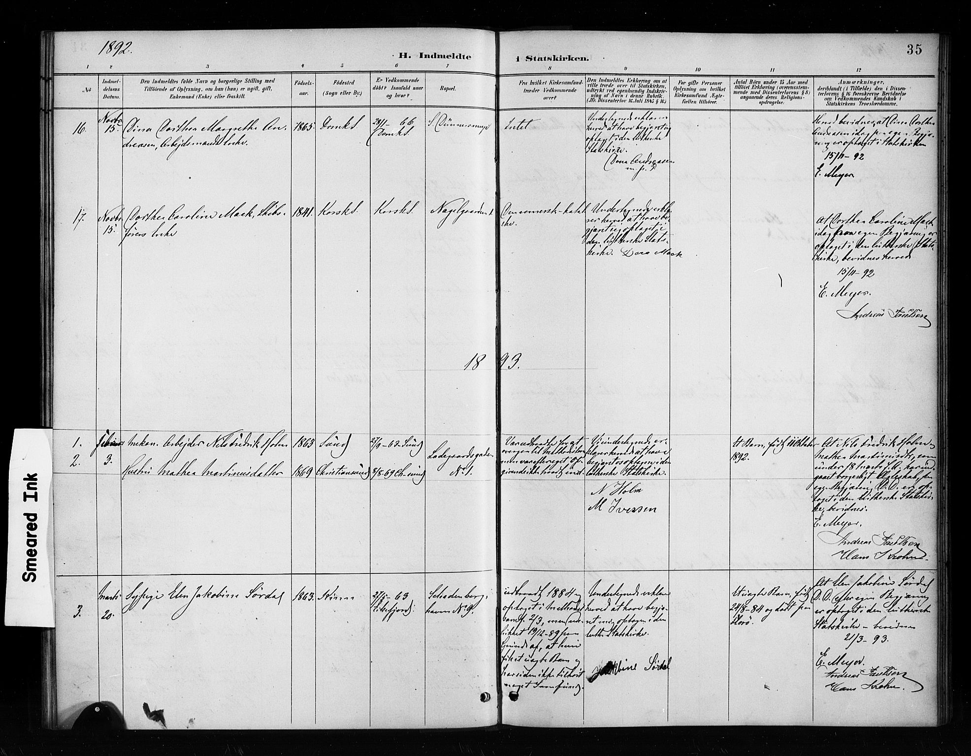 Nykirken Sokneprestembete, SAB/A-77101/H/Haa/L0053: Parish register (official) no. H 2, 1887-1897, p. 35