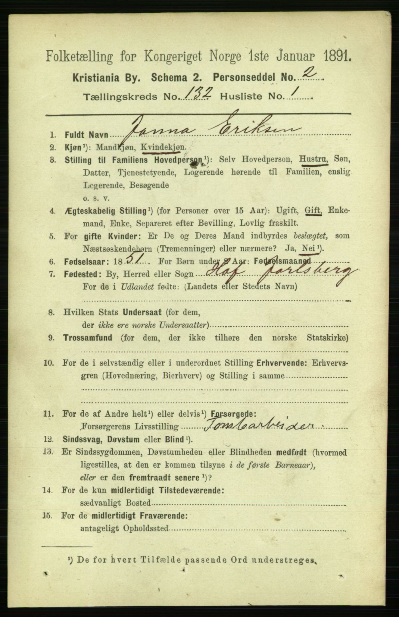 RA, 1891 census for 0301 Kristiania, 1891, p. 71563