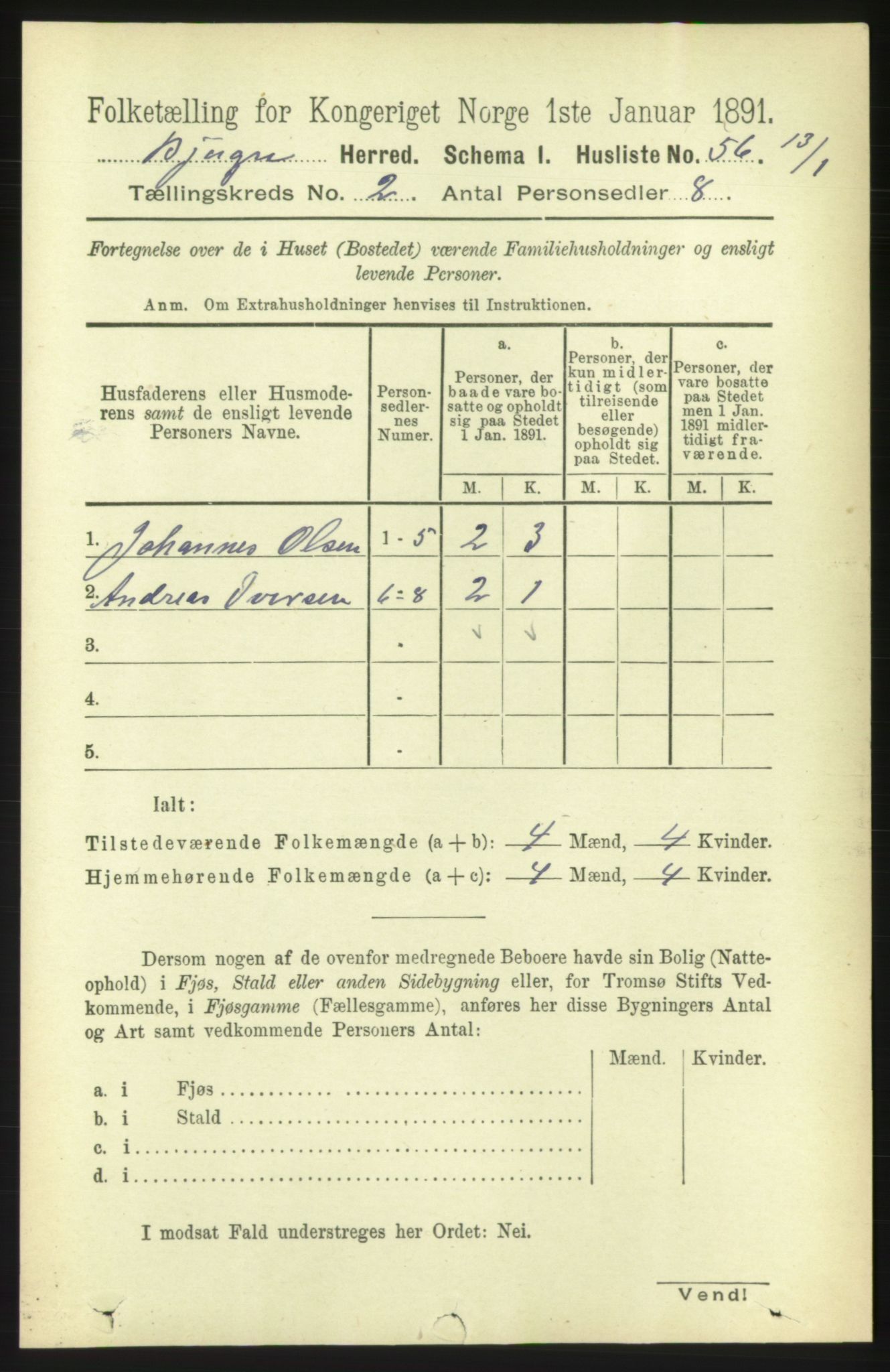 RA, 1891 census for 1627 Bjugn, 1891, p. 234