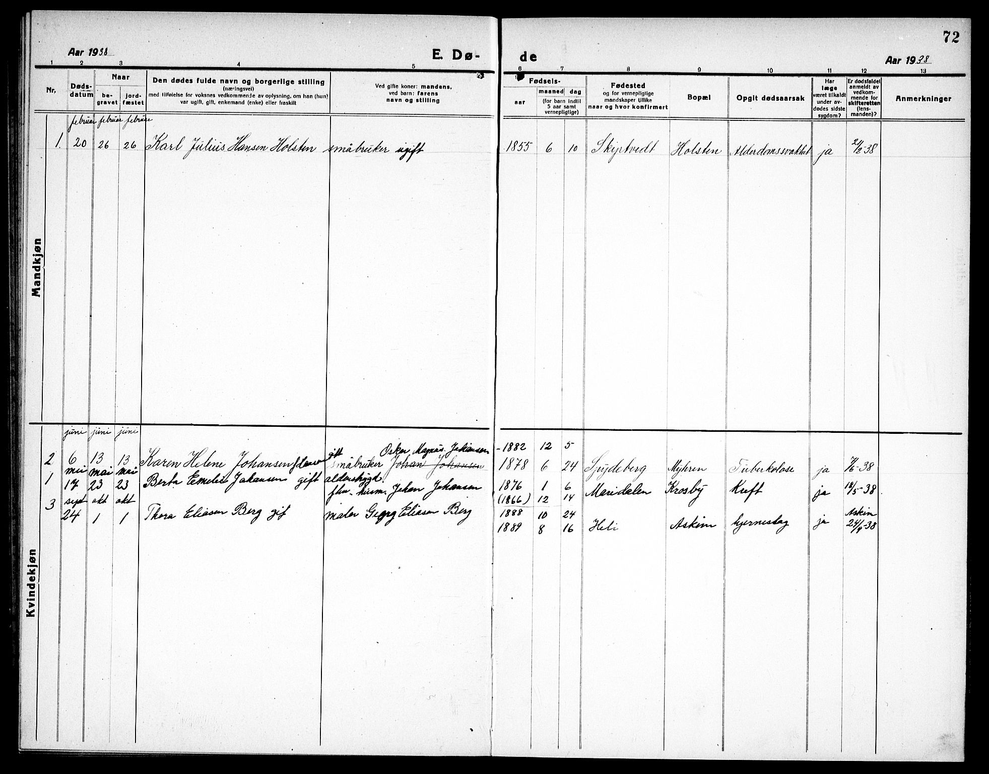 Spydeberg prestekontor Kirkebøker, SAO/A-10924/G/Gc/L0002: Parish register (copy) no. III 2, 1918-1939, p. 72