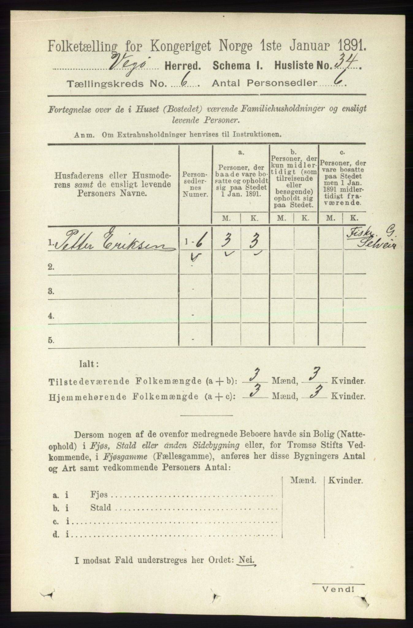 RA, 1891 census for 1815 Vega, 1891, p. 2557