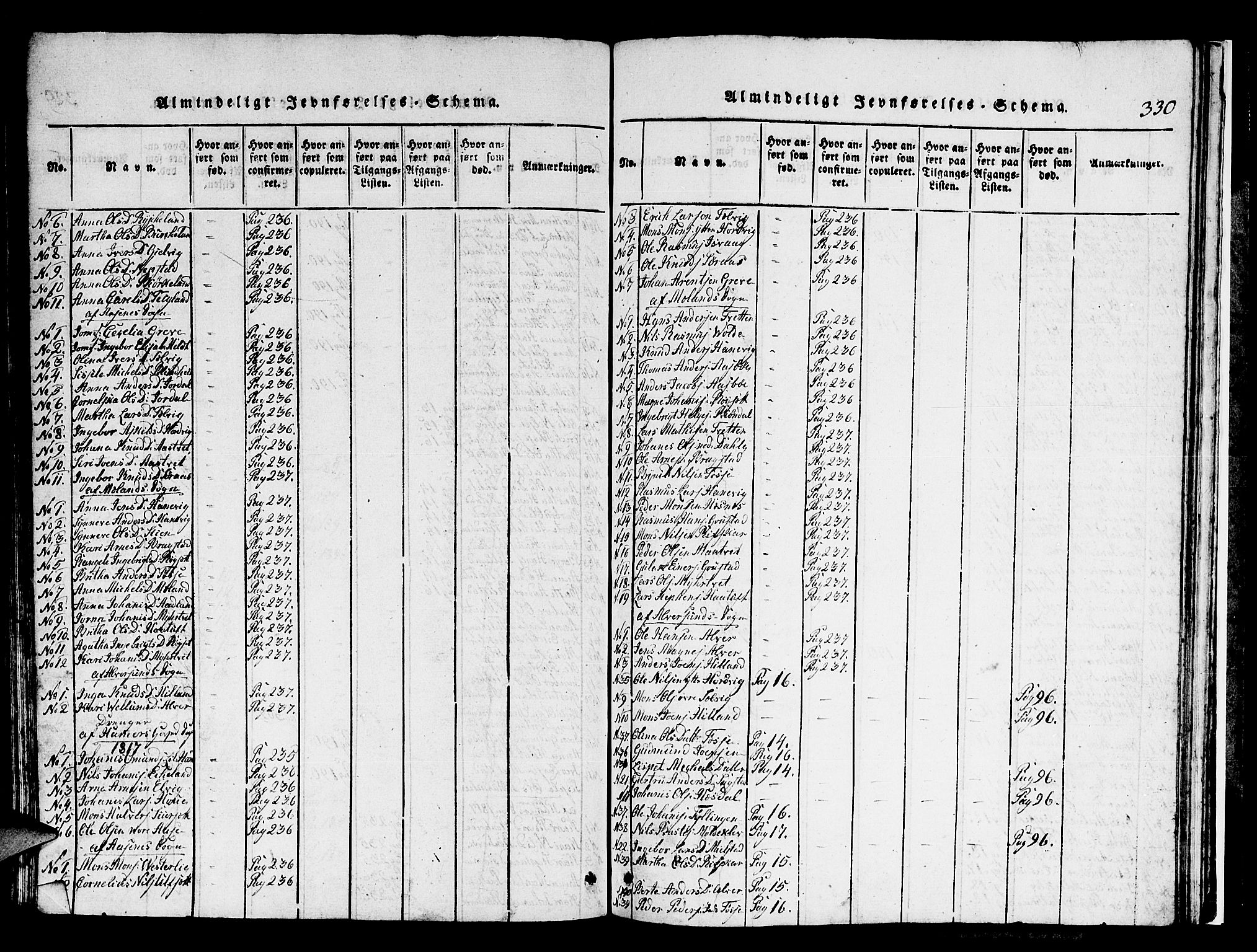 Hamre sokneprestembete, AV/SAB-A-75501/H/Ha/Hab: Parish register (copy) no. A 1, 1816-1826, p. 330