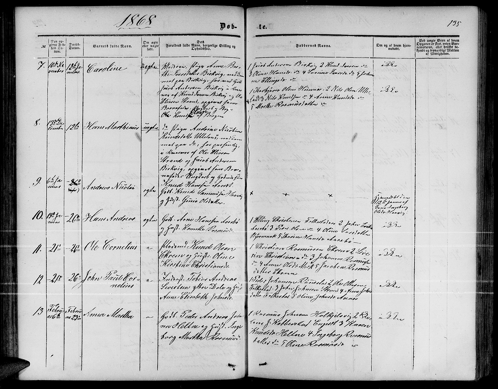 Ministerialprotokoller, klokkerbøker og fødselsregistre - Møre og Romsdal, SAT/A-1454/511/L0157: Parish register (copy) no. 511C03, 1864-1884, p. 135