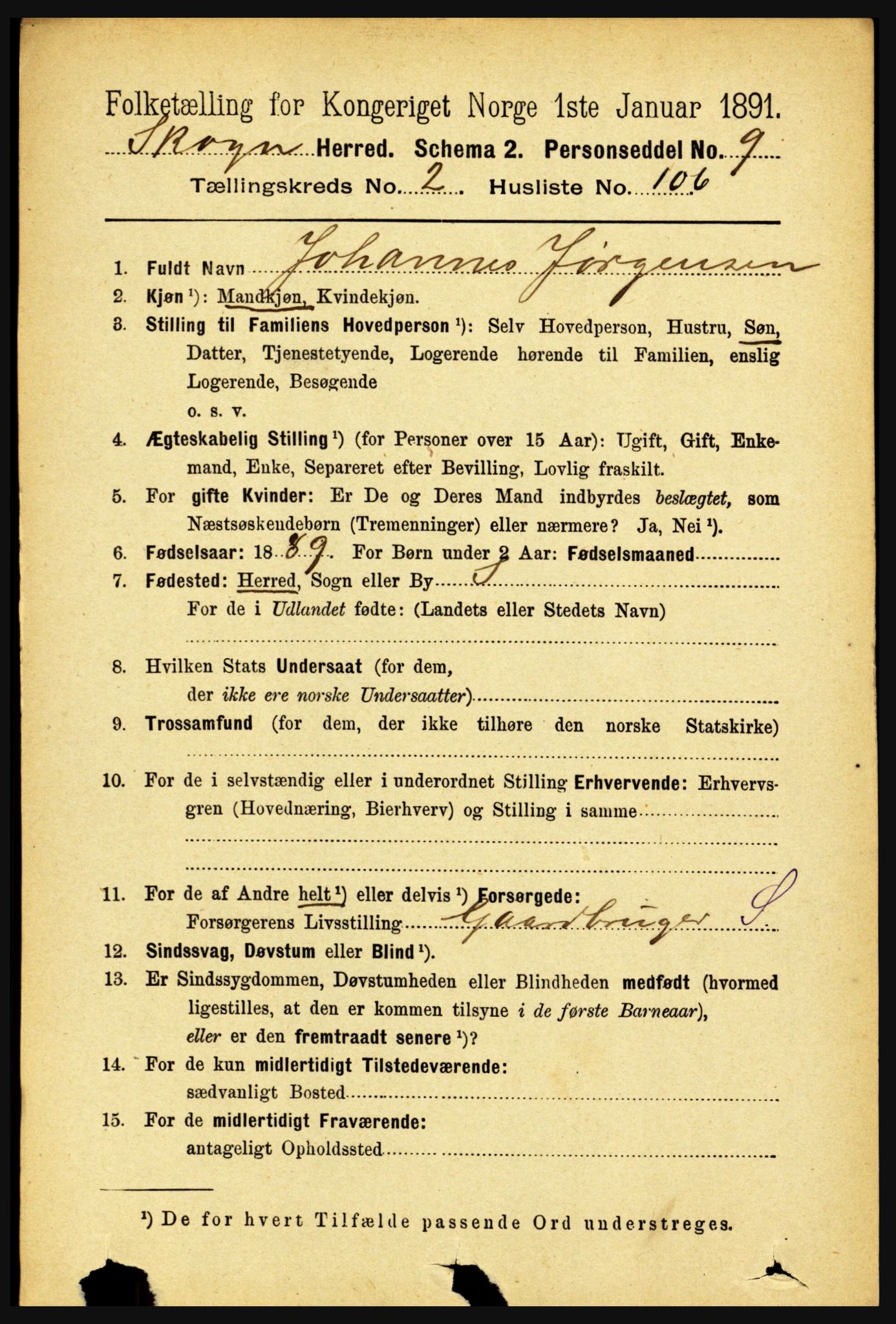 RA, 1891 census for 1719 Skogn, 1891, p. 1533