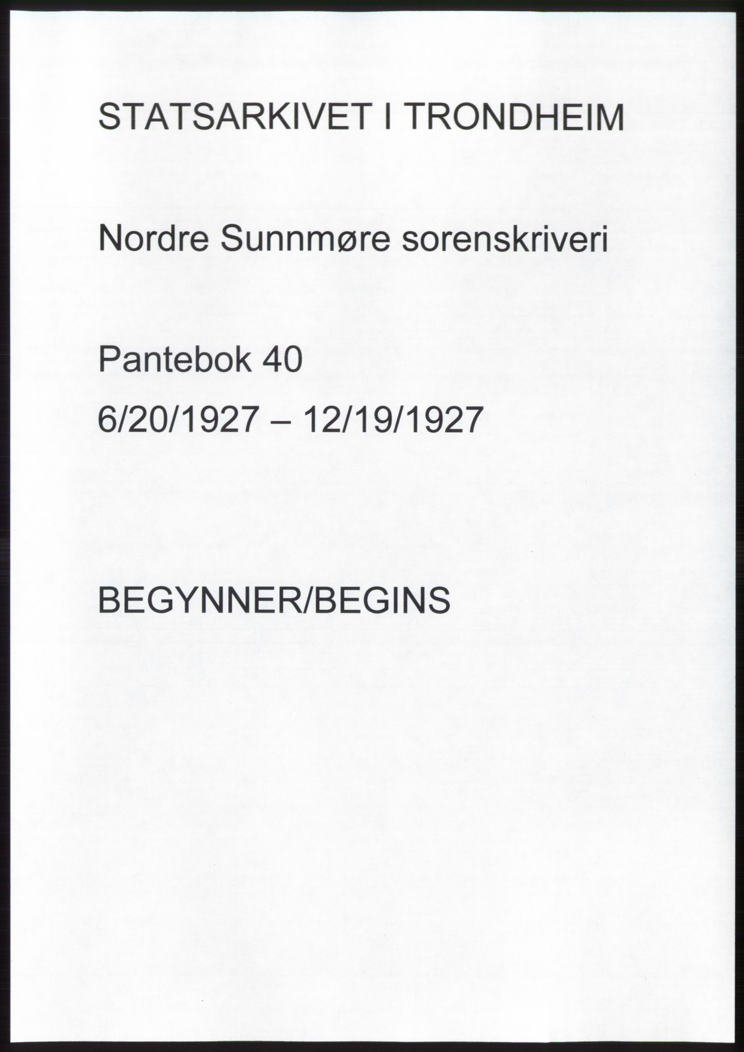 Nordre Sunnmøre sorenskriveri, AV/SAT-A-0006/1/2/2C/2Ca/L0037: Mortgage book no. 40, 1927-1927, Deed date: 20.06.1927