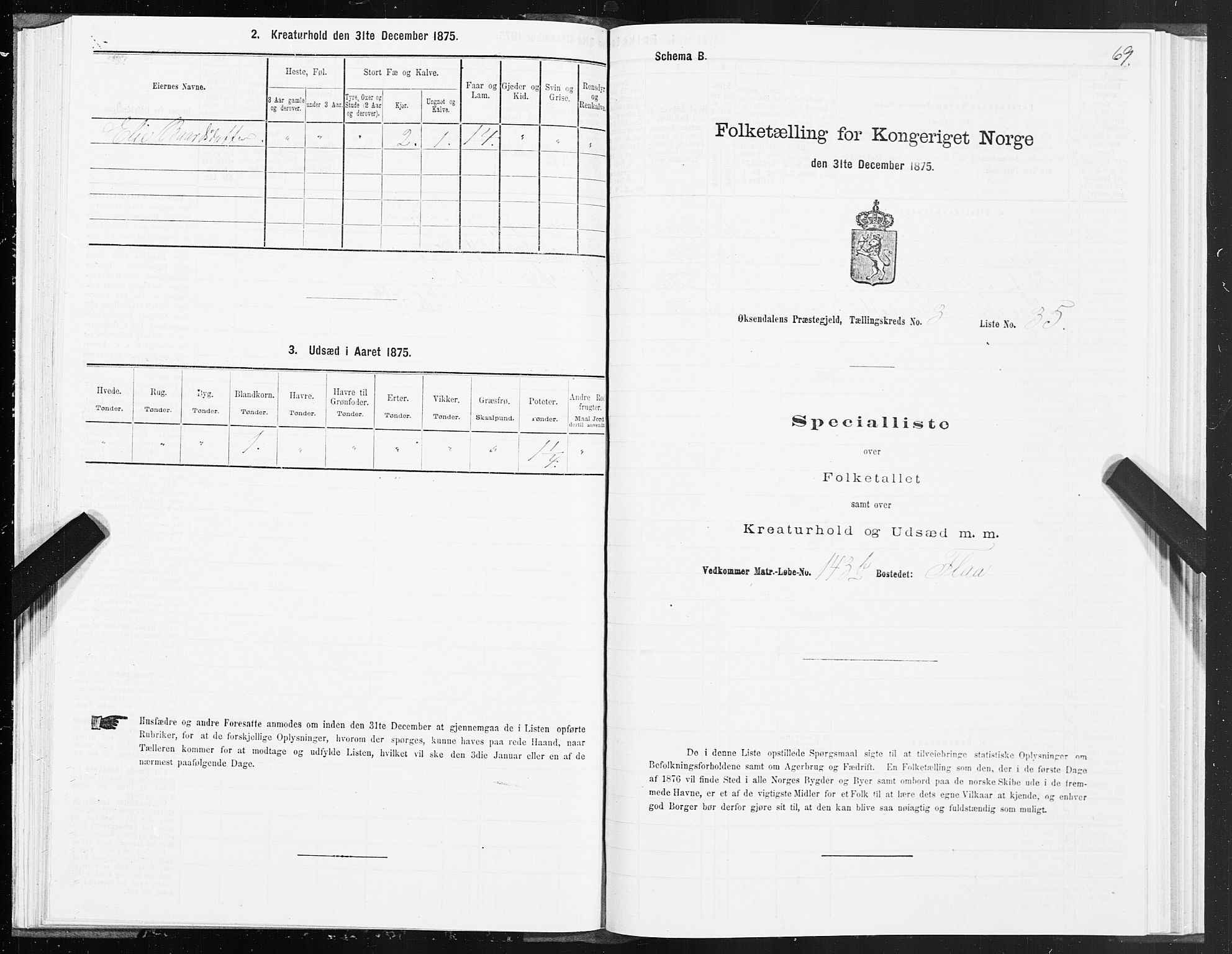 SAT, 1875 census for 1561P Øksendal, 1875, p. 2069