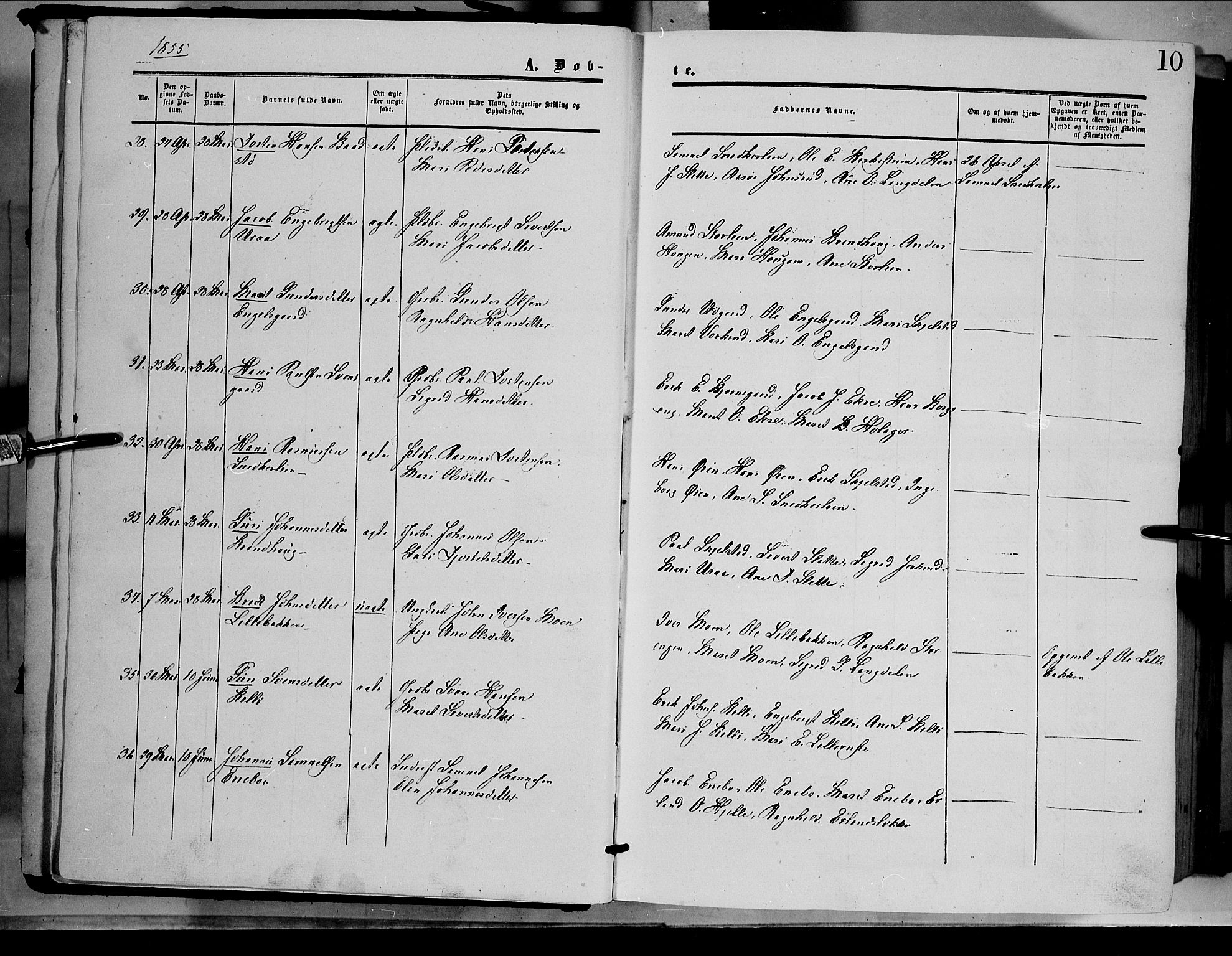 Dovre prestekontor, AV/SAH-PREST-066/H/Ha/Haa/L0001: Parish register (official) no. 1, 1854-1878, p. 10