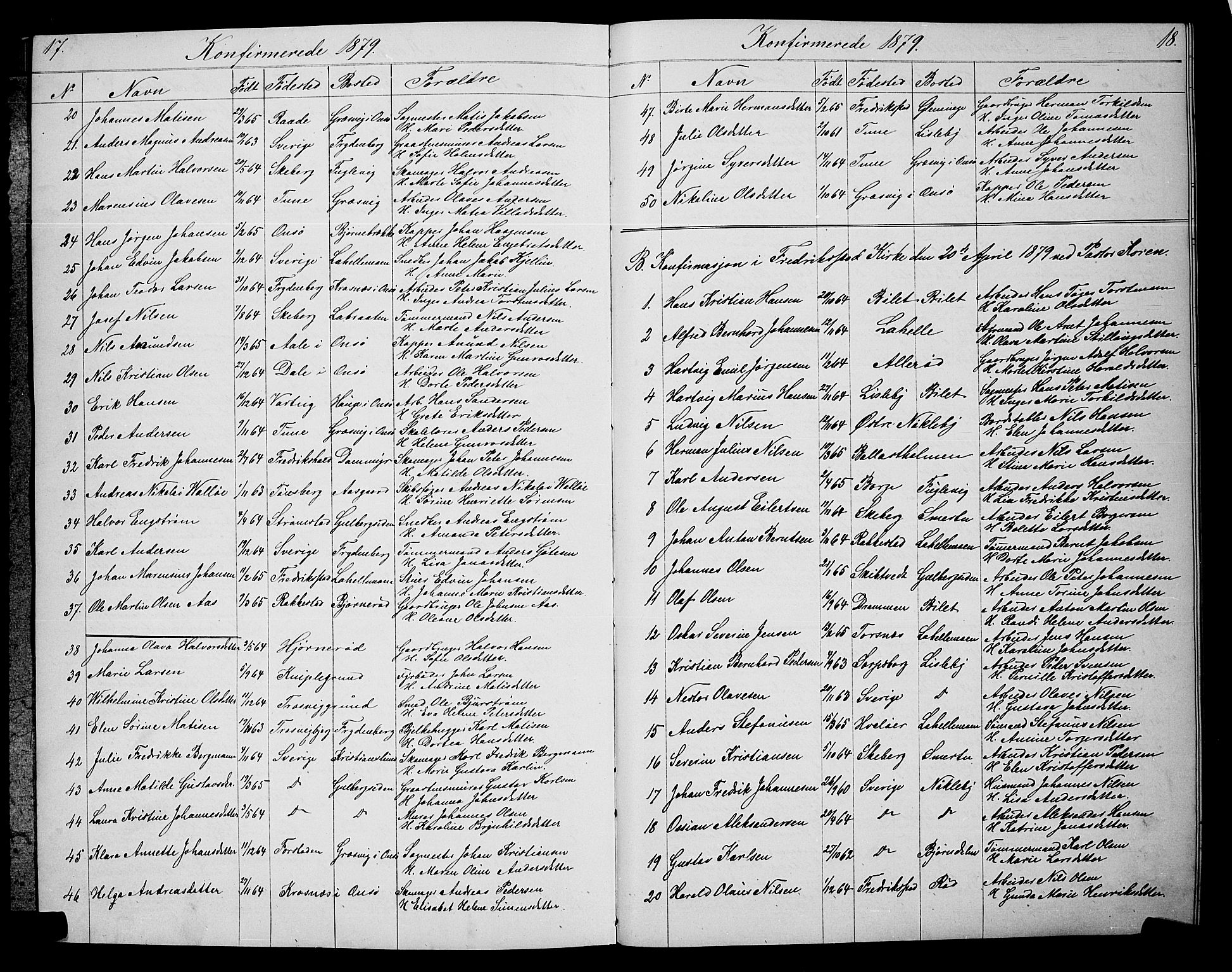 Glemmen prestekontor Kirkebøker, SAO/A-10908/G/Ga/L0005: Parish register (copy) no. 5, 1876-1893, p. 17-18