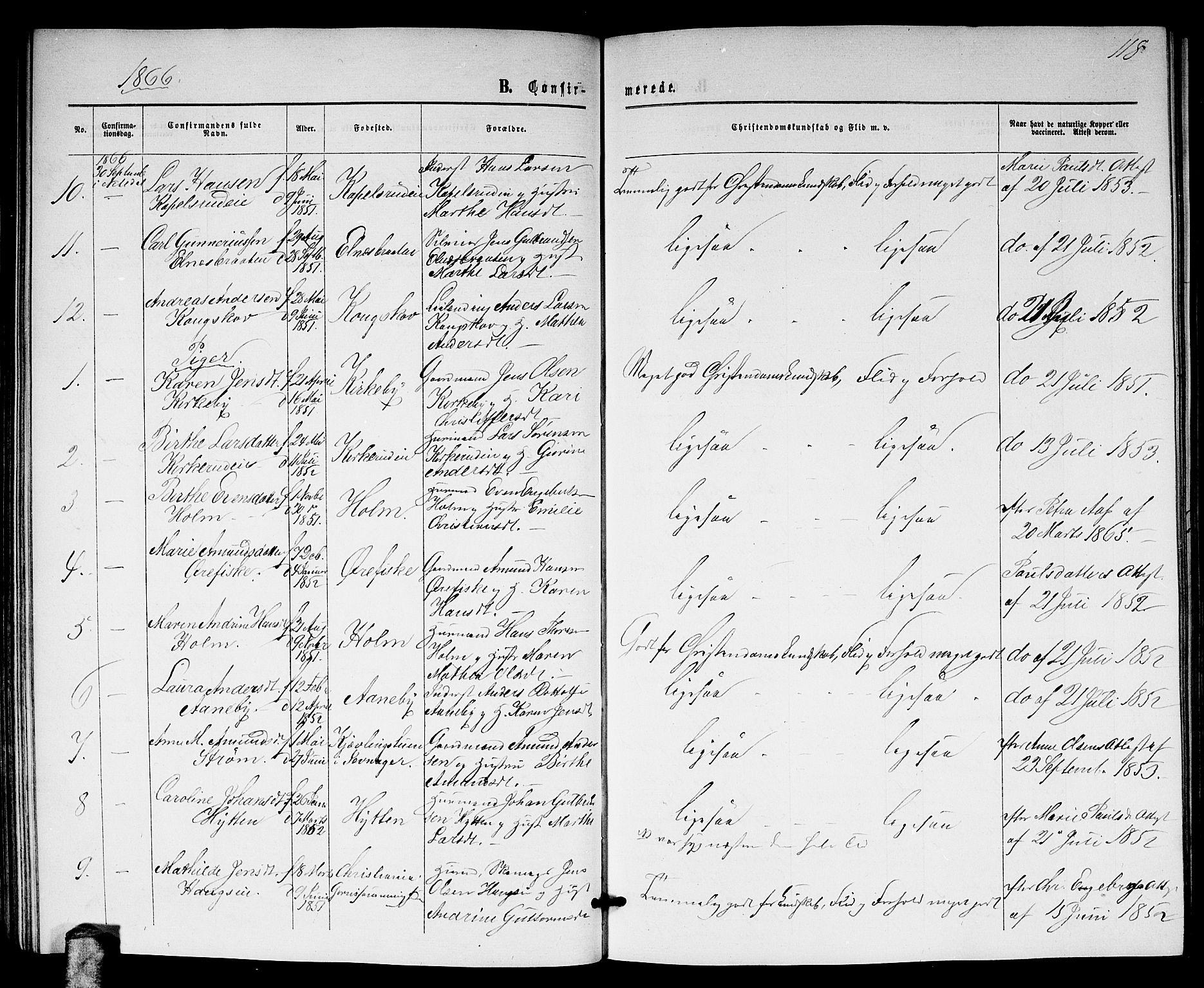 Nittedal prestekontor Kirkebøker, SAO/A-10365a/G/Gb/L0001: Parish register (copy) no. II 1, 1859-1878, p. 118
