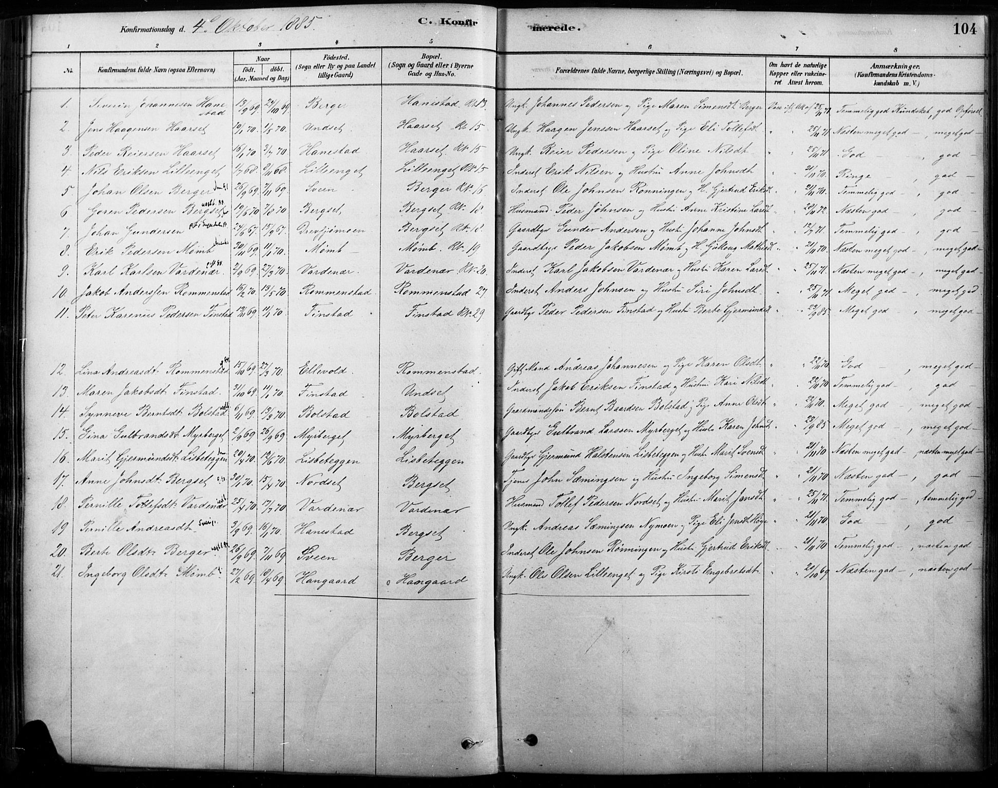 Rendalen prestekontor, SAH/PREST-054/H/Ha/Haa/L0009: Parish register (official) no. 9, 1878-1901, p. 104