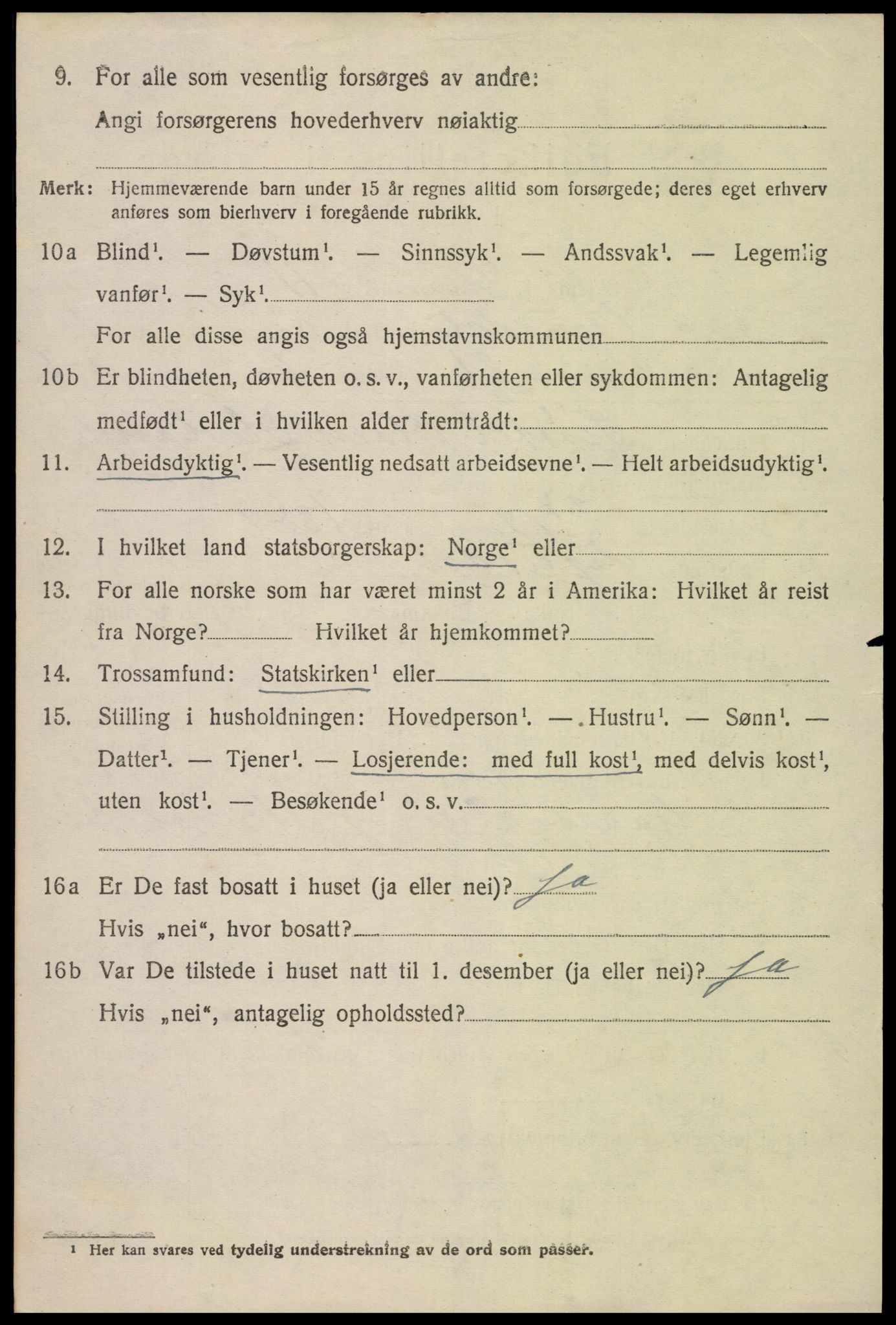 SAK, 1920 census for Vegusdal, 1920, p. 626