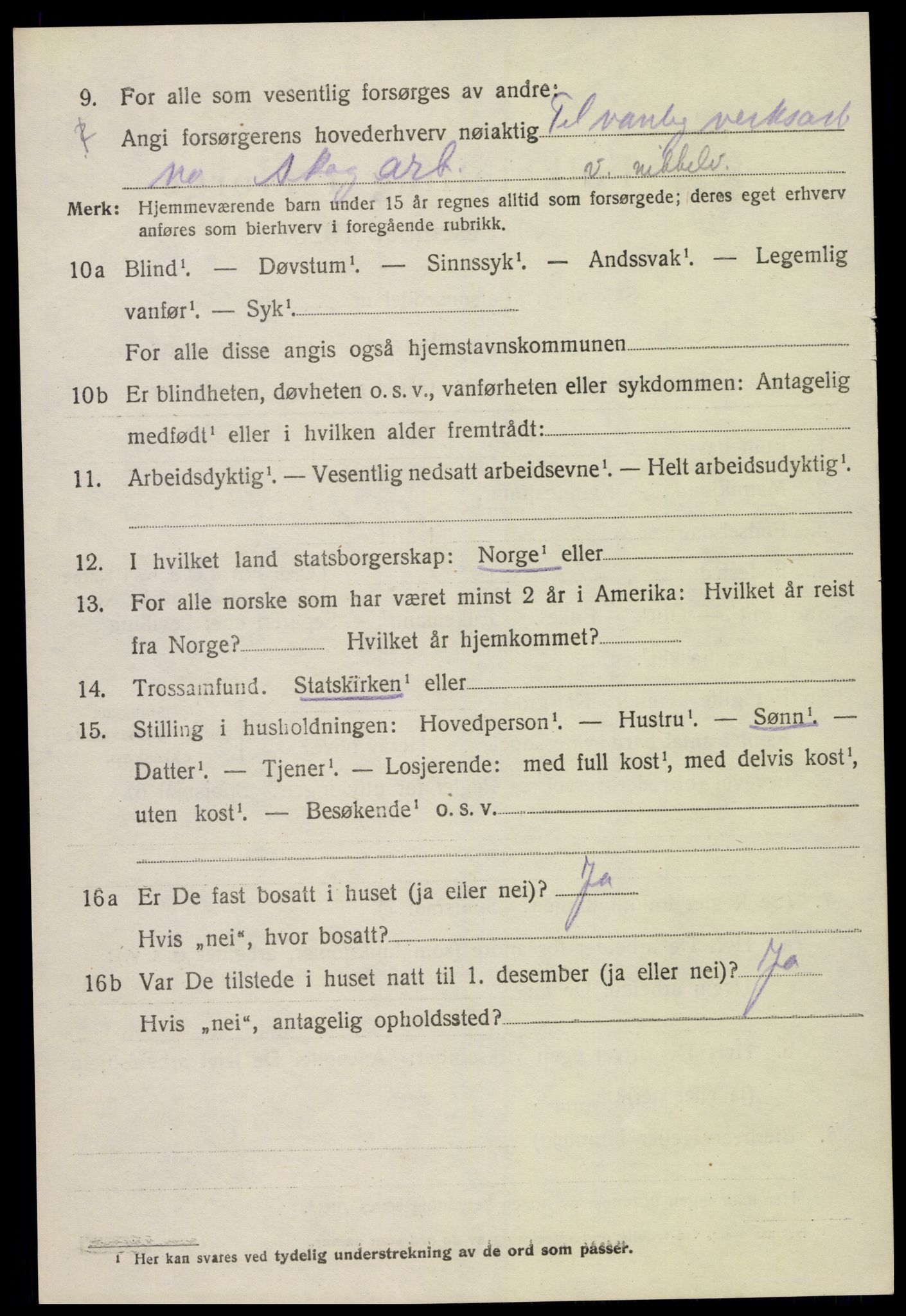 SAK, 1920 census for Hornnes, 1920, p. 952