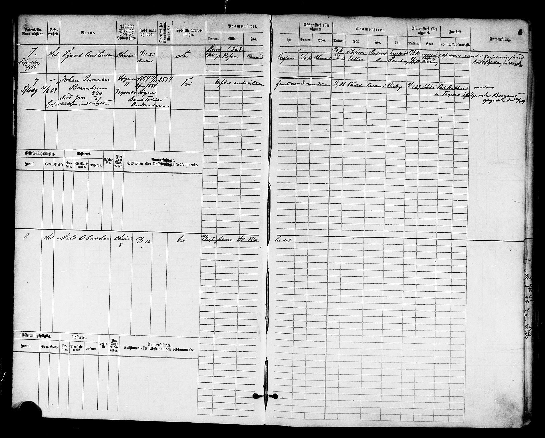 Kristiansand mønstringskrets, AV/SAK-2031-0015/F/Fb/L0003: Hovedrulle nr 1-762, I-10, 1860-1911, p. 9