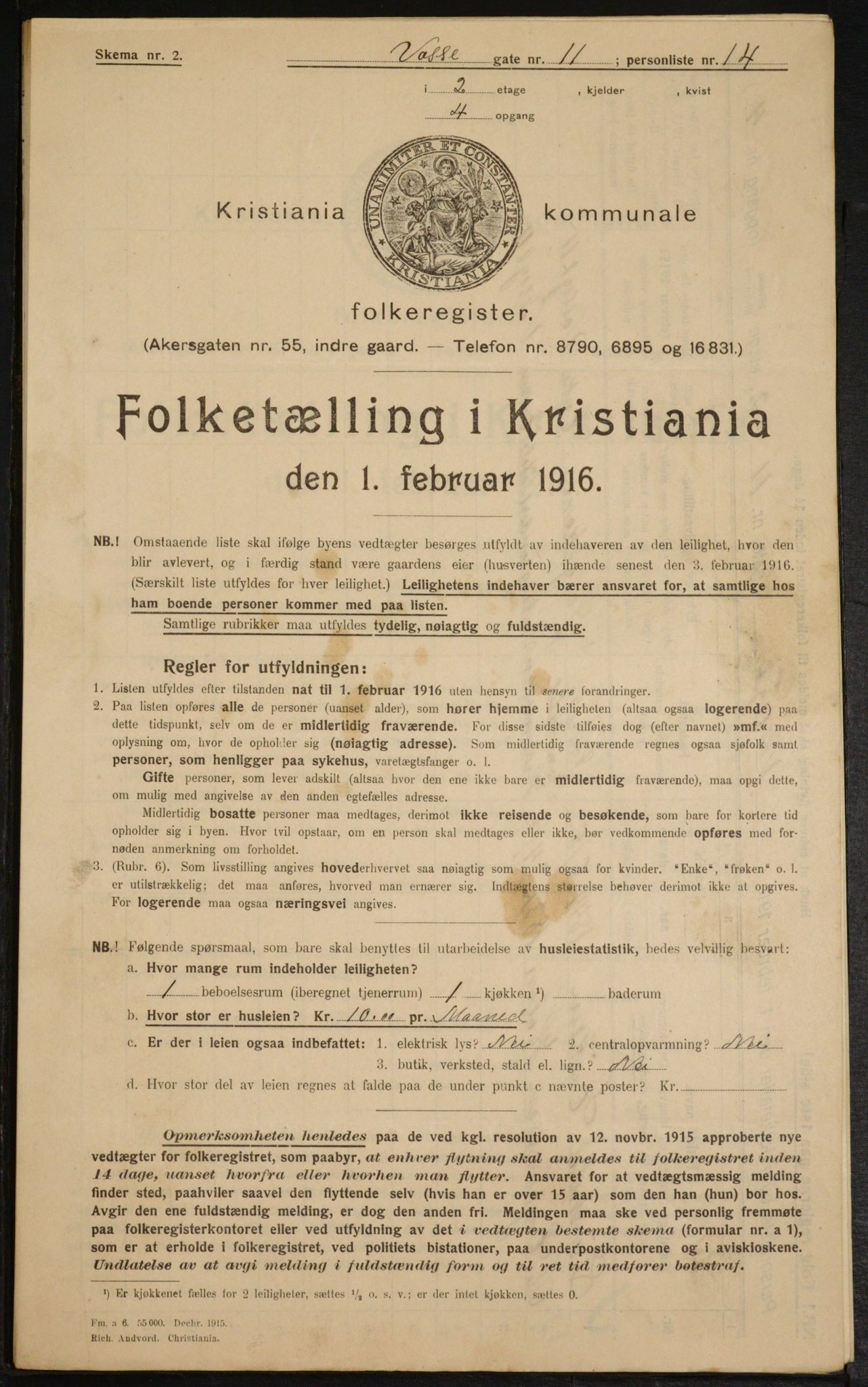 OBA, Municipal Census 1916 for Kristiania, 1916, p. 129062